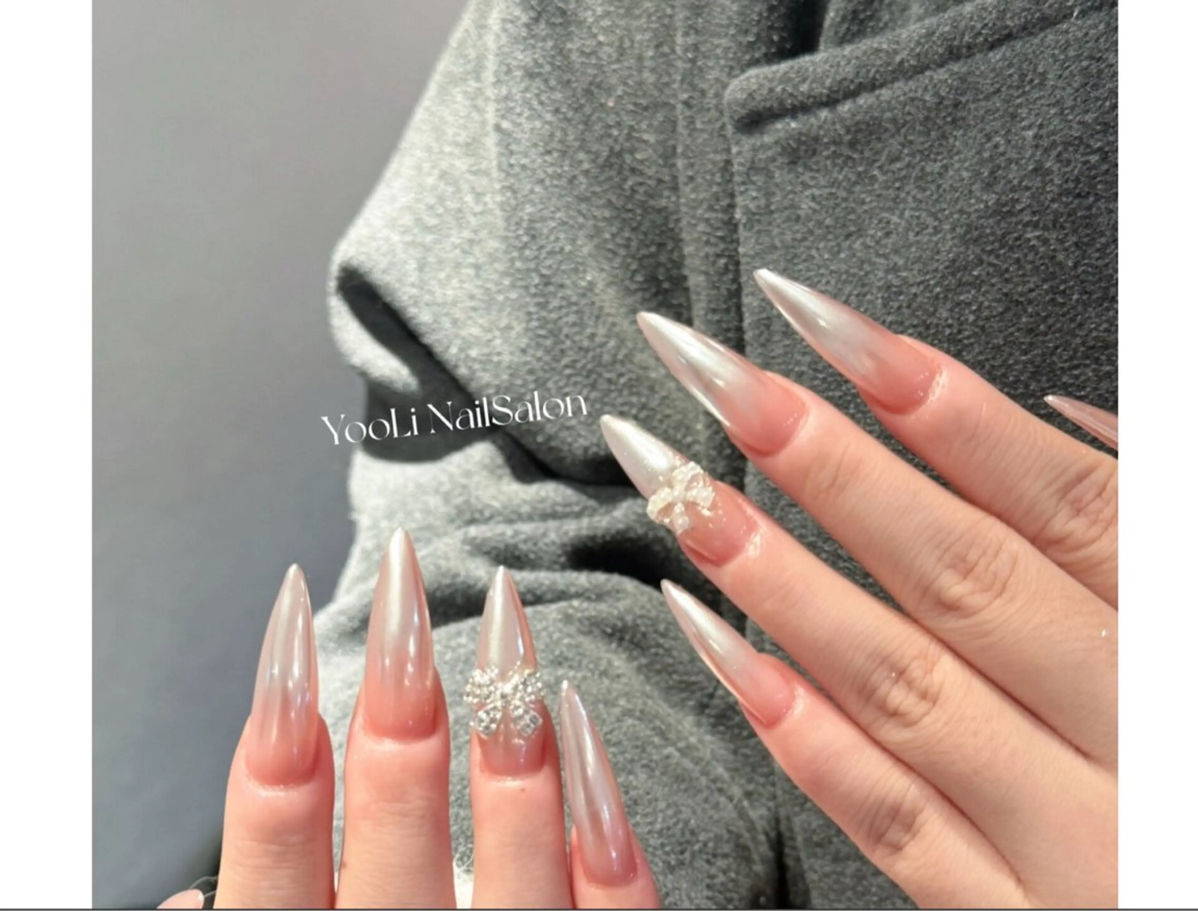 ネイル アートネイル オーロラネイル チークネイル フレンチネイル ガラスフレンチ ハンドネイル 🎀🎀YooLi Nail Salonのネイルデザイン