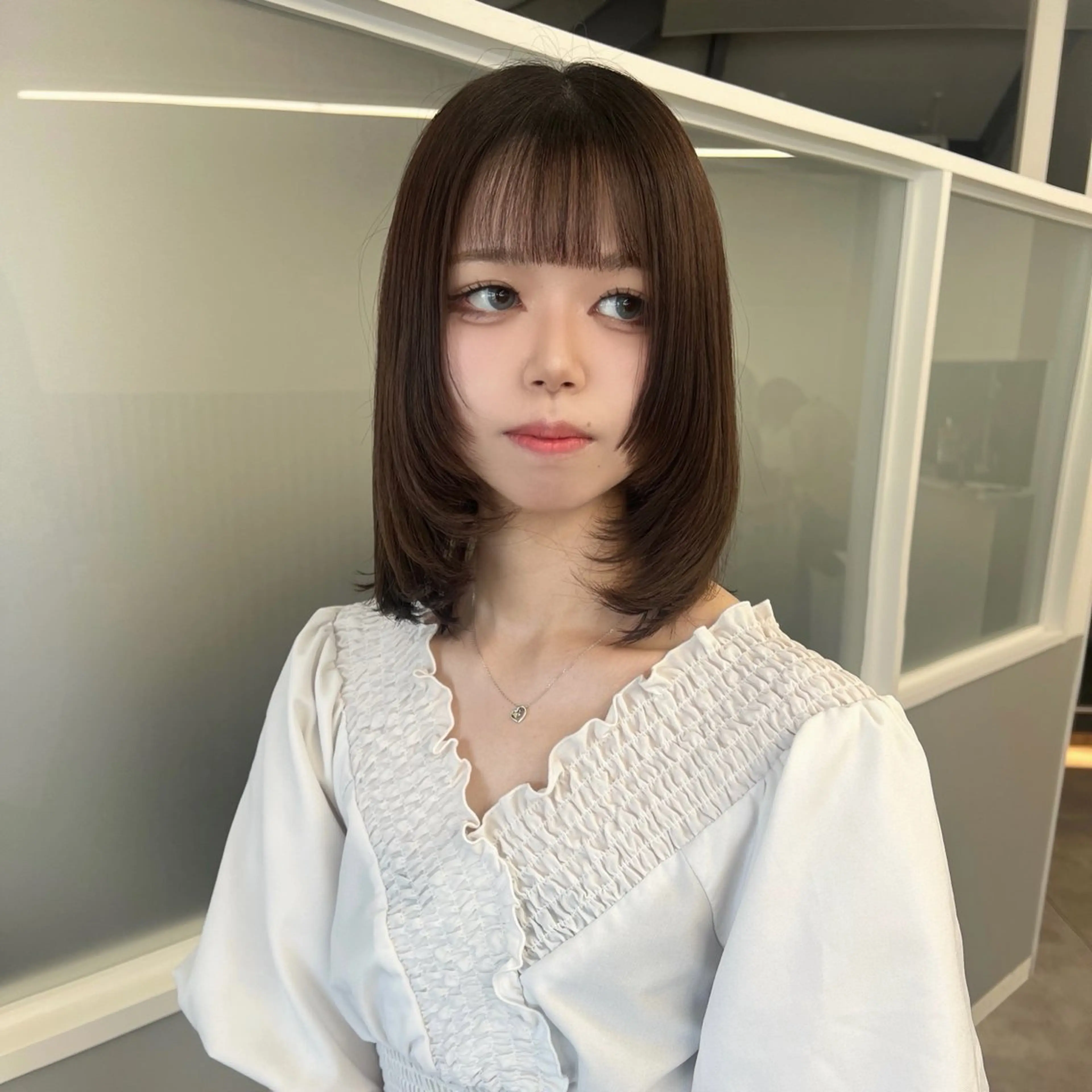 ミディアム カラー ブラウンカラー ナチュラルブラウン 顔まわりレイヤー レイヤーカット 髪質改善特化/ メンズパーマ◎椿原のヘアスタイル