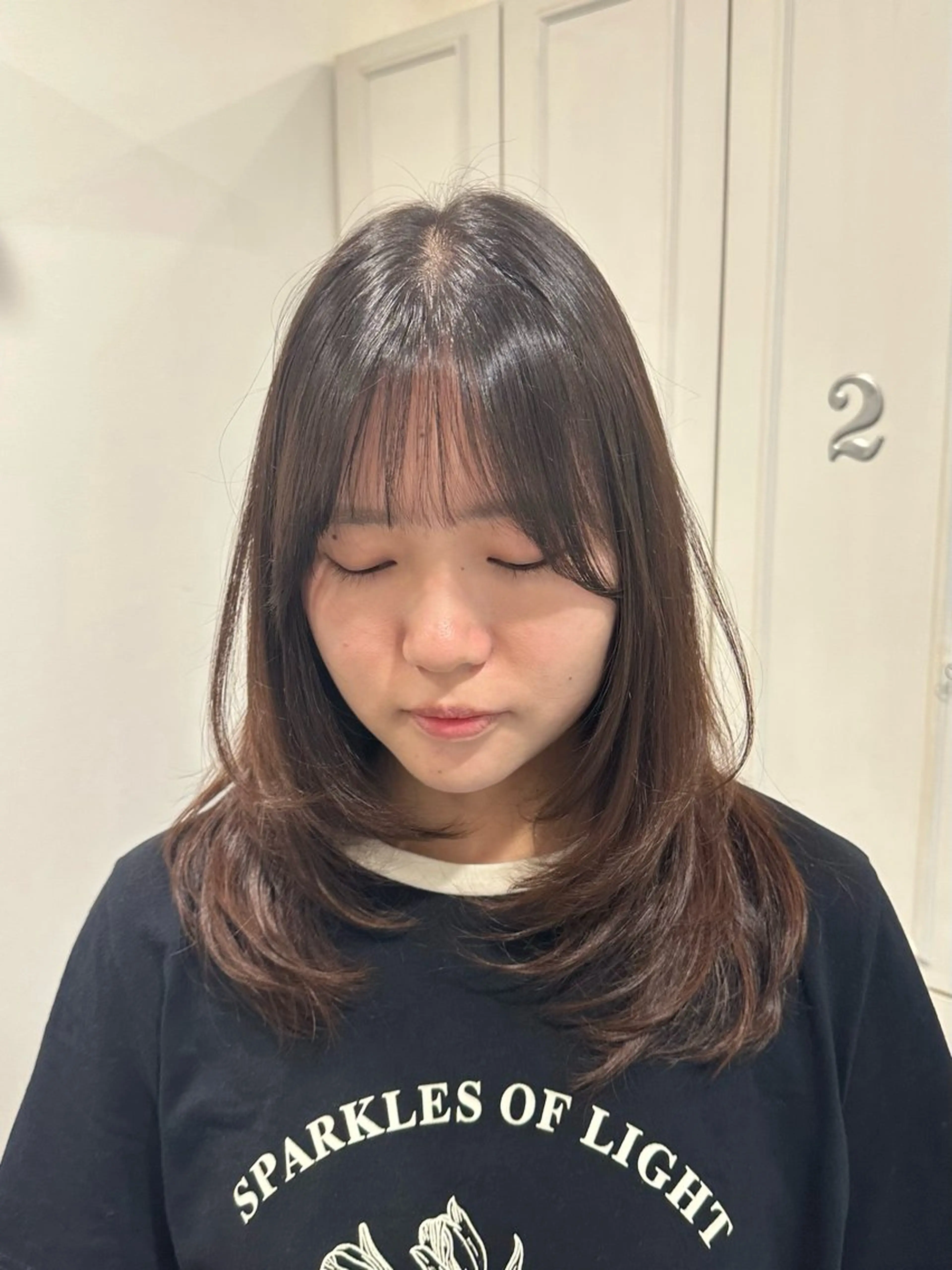 セミロング 顔周りカット レイヤーカット 小顔カット カット tiravento 南船場店所属・nana 韓国スタイル🇰🇷のヘアスタイル