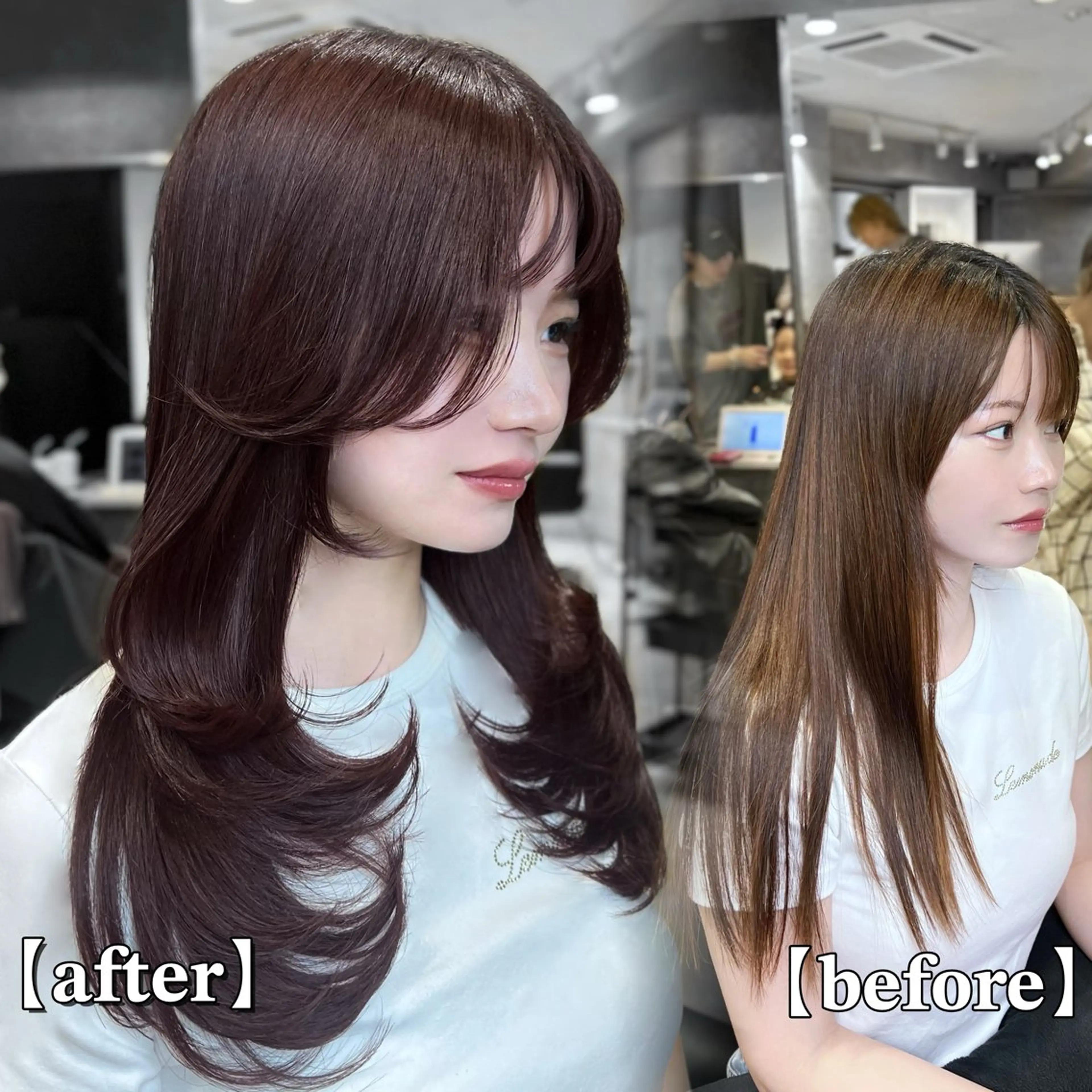 ロング ヘアアレンジ ピンクブラウン 韓国風ヘア レイヤーカット トリートメント ワンホンレイヤー 🏅韓国ヘア/新宿/ レイヤー/KSukeのヘアスタイル