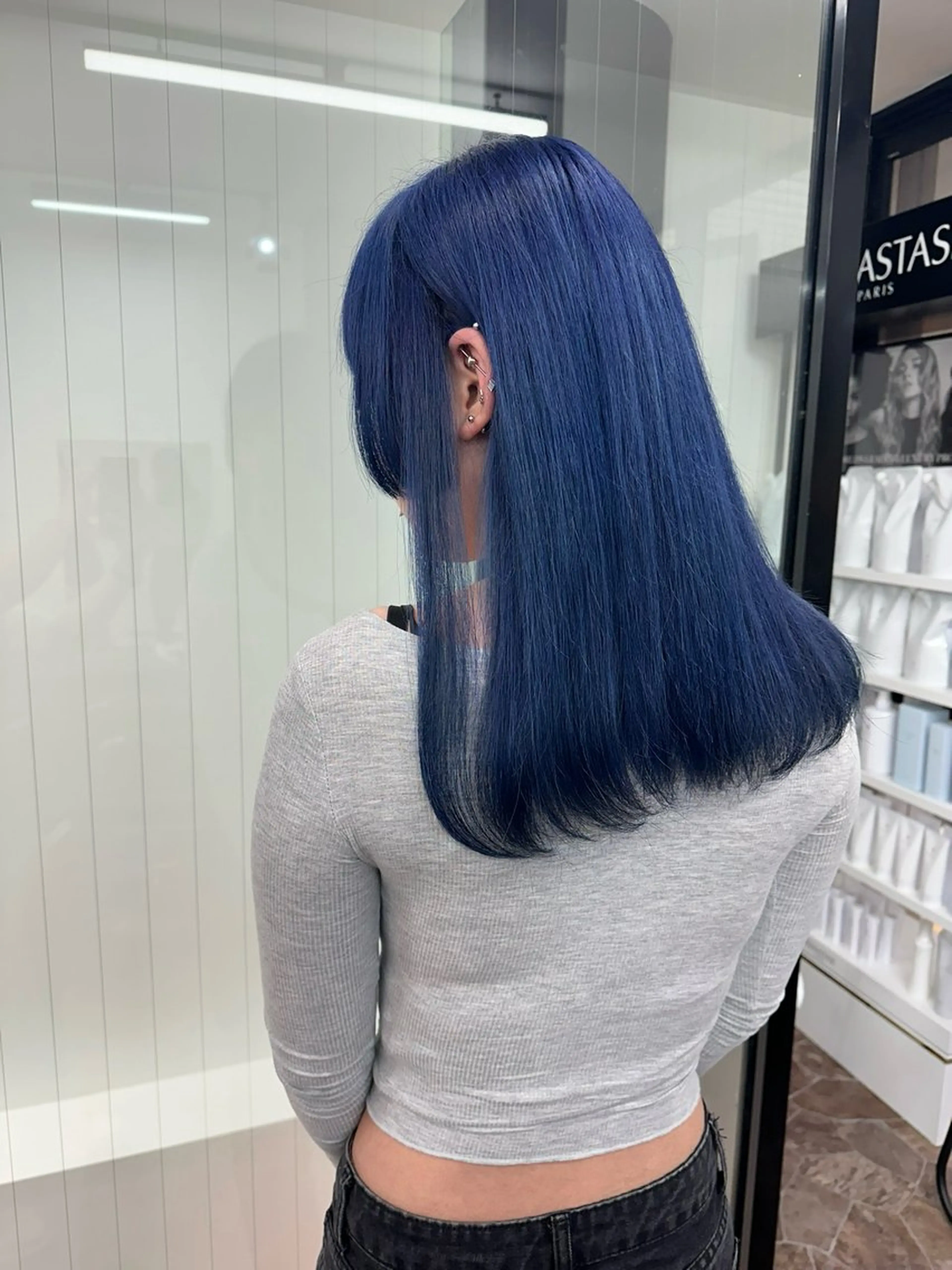 セミロング セミロングパーマ ミストバング ハイライト 髪質改善 ヨシンモリ HAIR SMILE COEURのヘアスタイル