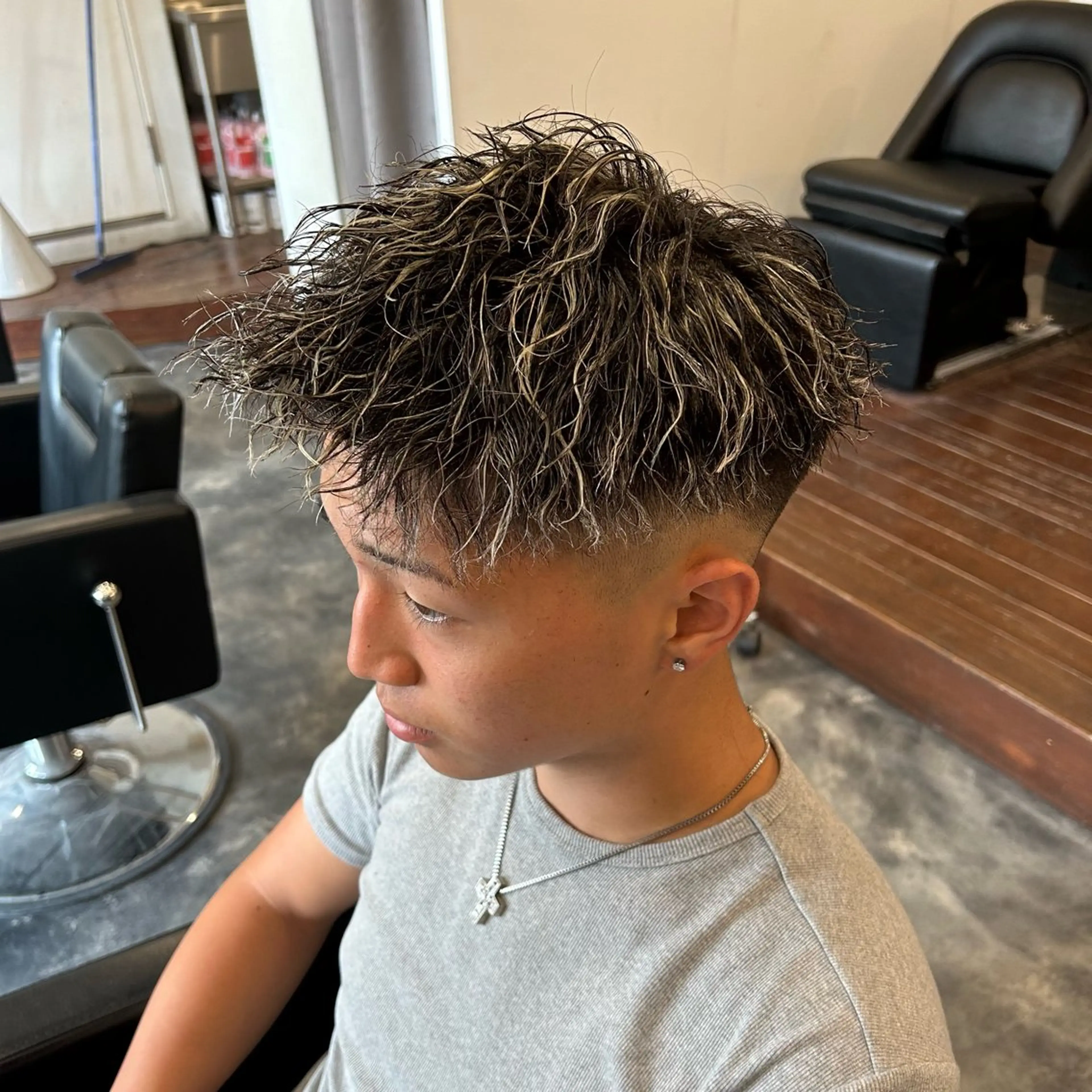 ショート カラー パーマ メンズ カット ヘアカラー パーマ B TECH by Zen【ビーテックバイゼン】所属・メンズパーマ/京都駅 /メンズ/奥村航平のヘアスタイル