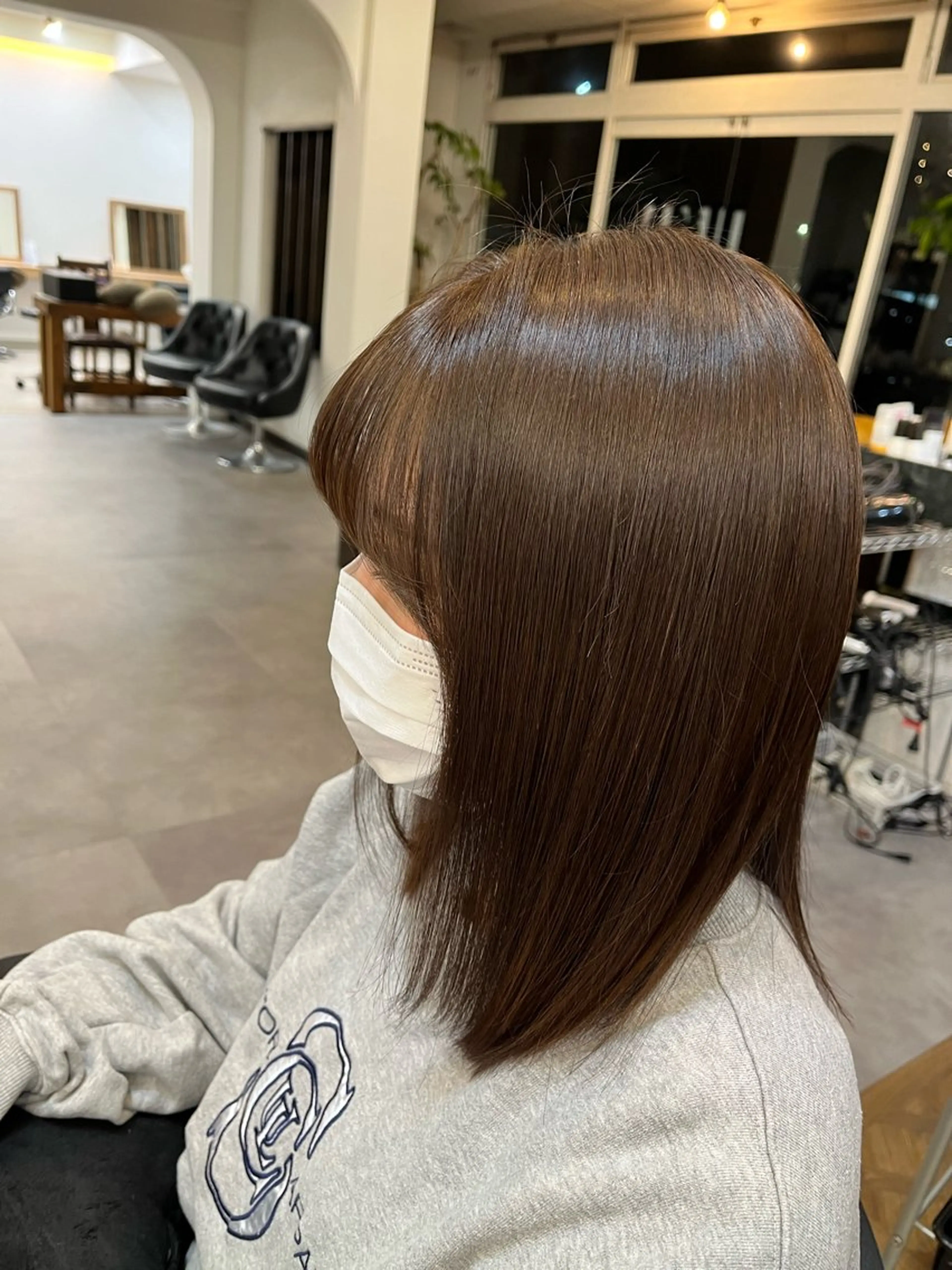 ミディアム カラー アッシュ ヘアカラー トリートメント 黒川 綾音のヘアスタイル