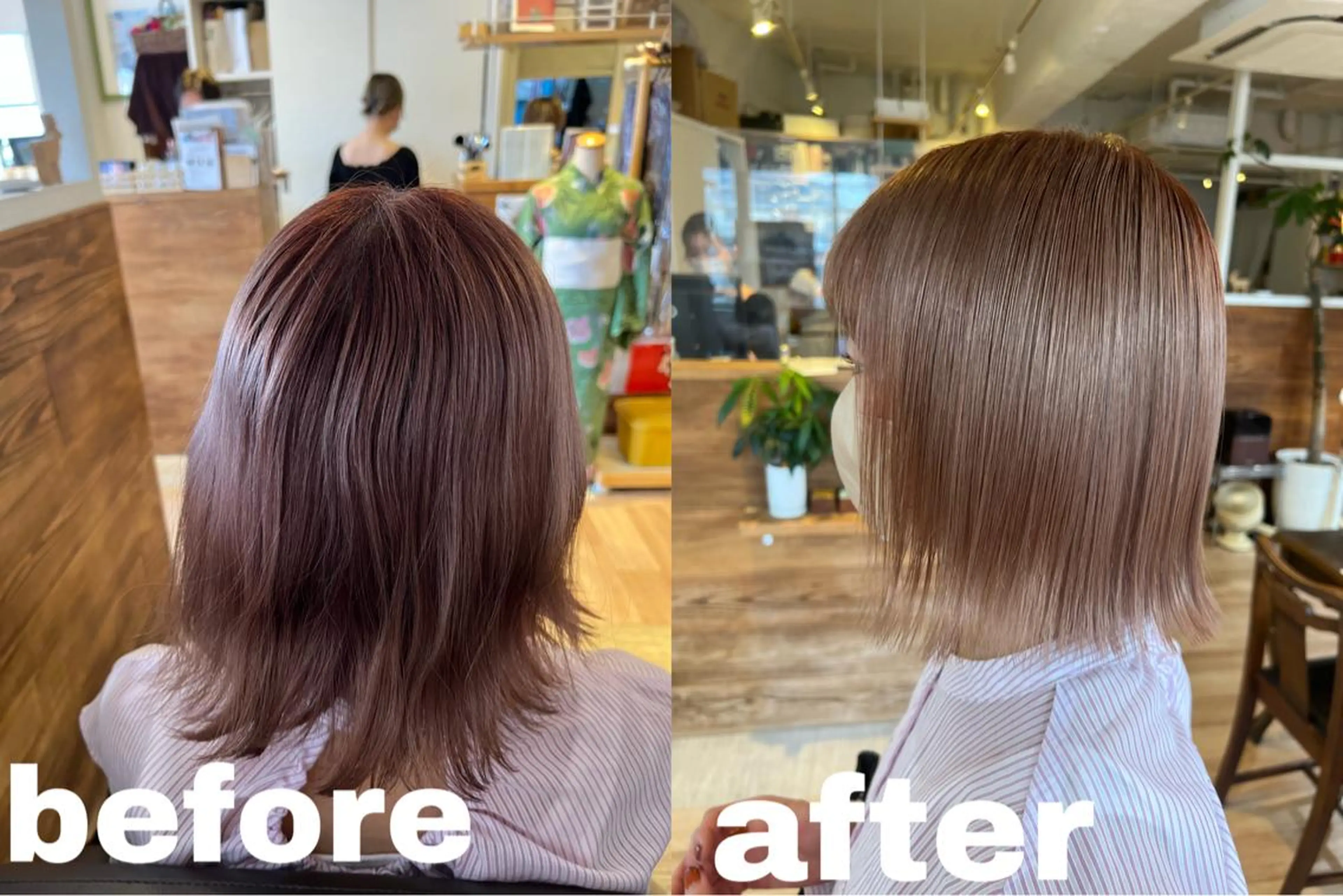 ミディアム ボブ 髪質改善 トリートメント 暖色ｶﾗｰ/ﾚｲﾔｰ ｶｯﾄ/Yunaのヘアスタイル