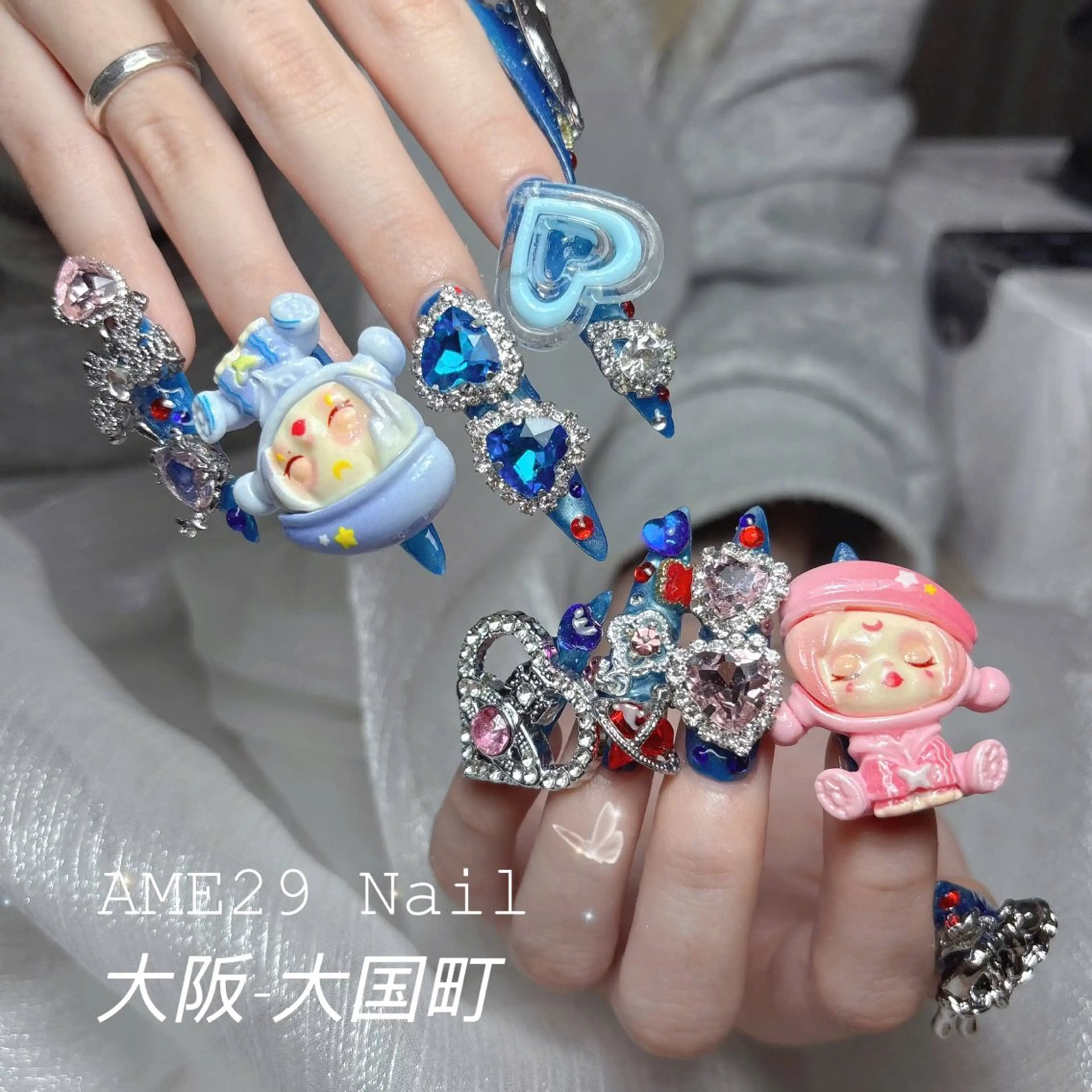 ネイル アートネイル ボーダー ドット フラッシュネイル フラワーネイル AME29 Nail ネイルサロンのネイルデザイン