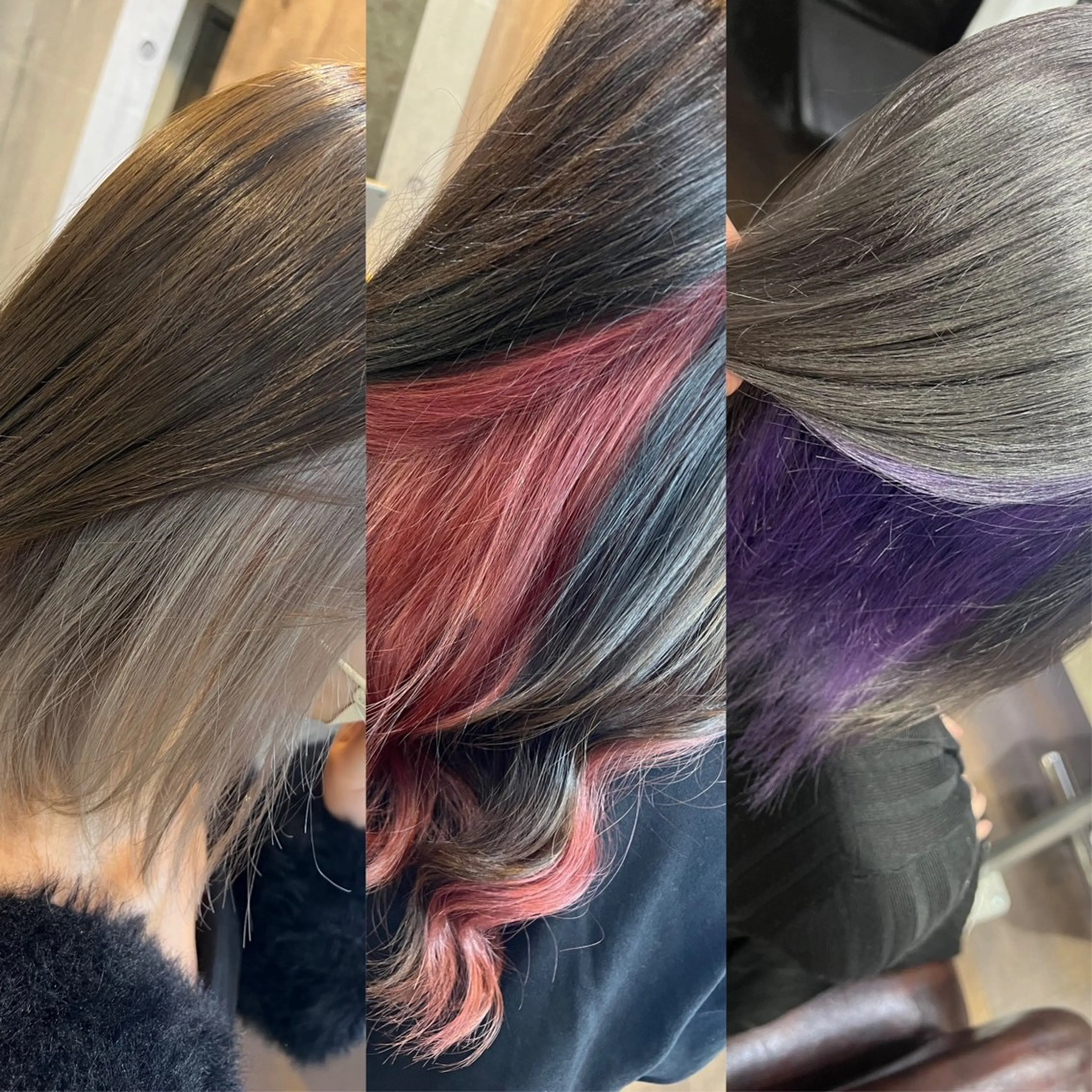 セミロング カラー ヘアアレンジ シールエクステ セミロングパーマ バレイヤージュ ダブルカラー グラデーションカラー ミルクティーハイトー ン💖Mikaのヘアスタイル