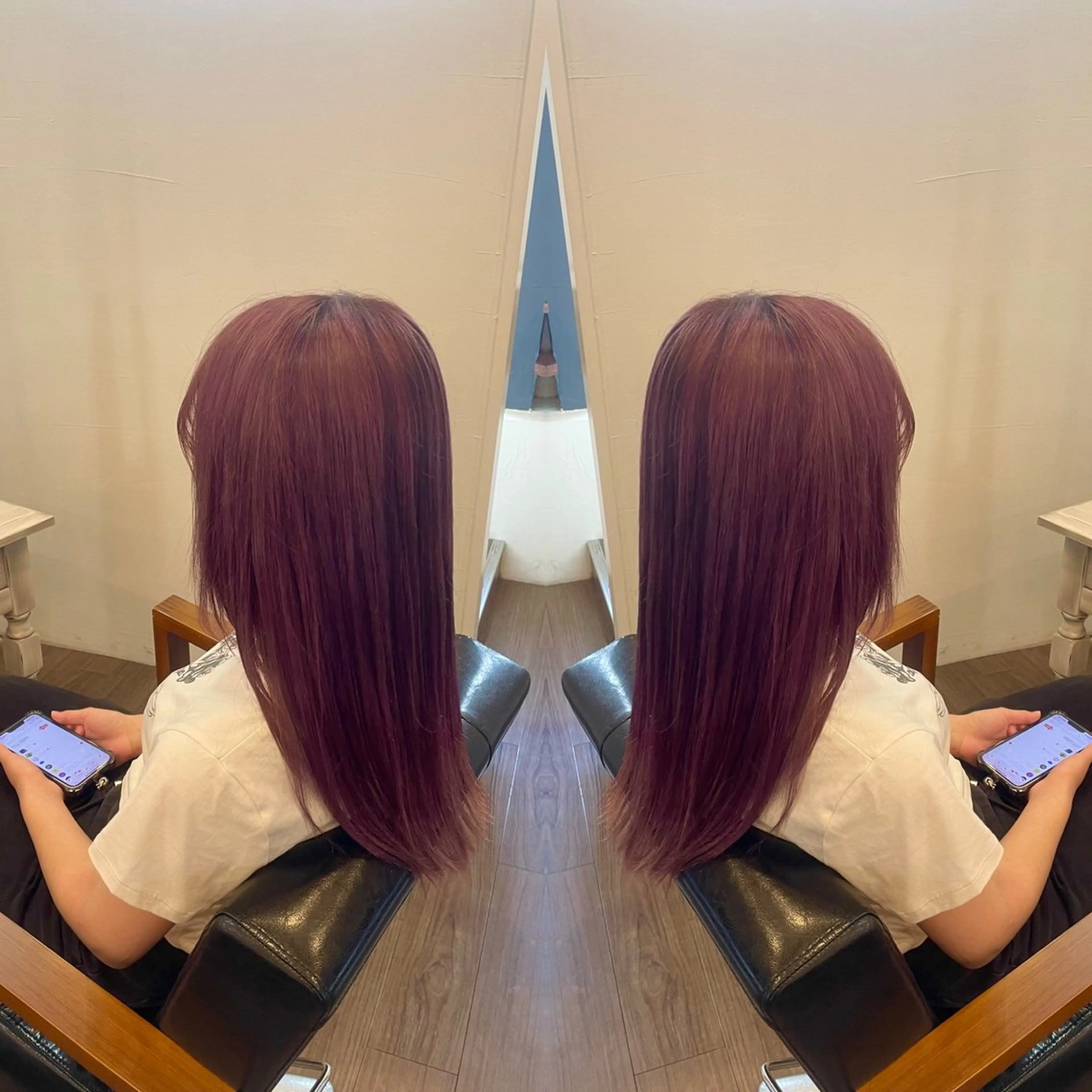 セミロング カラー ブラウンカラー ピンクカラー ピンクブラウン Hair make VERDA所属・富永 憲一郎のヘアスタイル