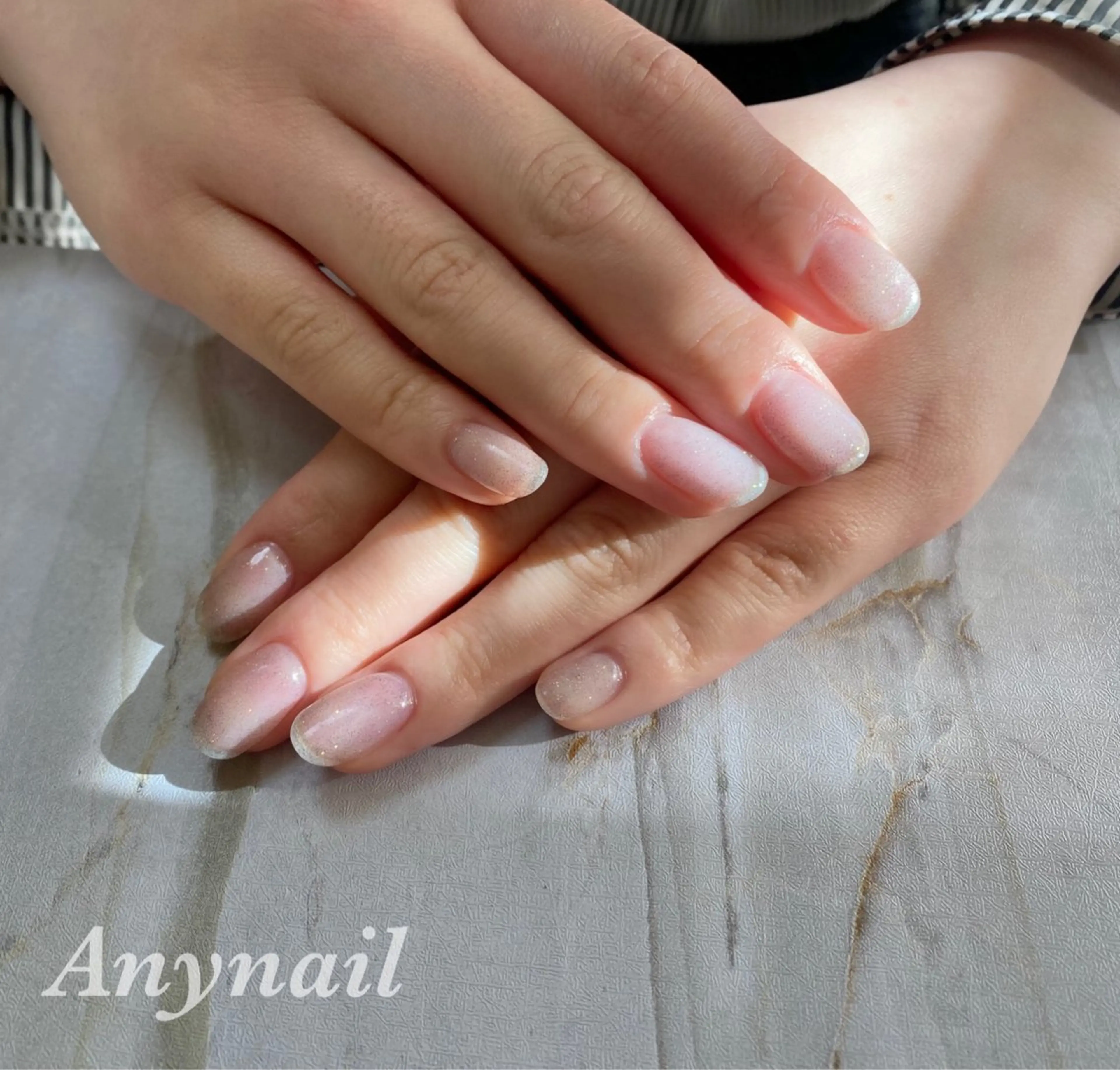 ネイル ブルー クリアネイル キラキラネイル ラメ(グリッター) ワンカラーネイル ハンドネイル 岩澤 恵子のネイルデザイン