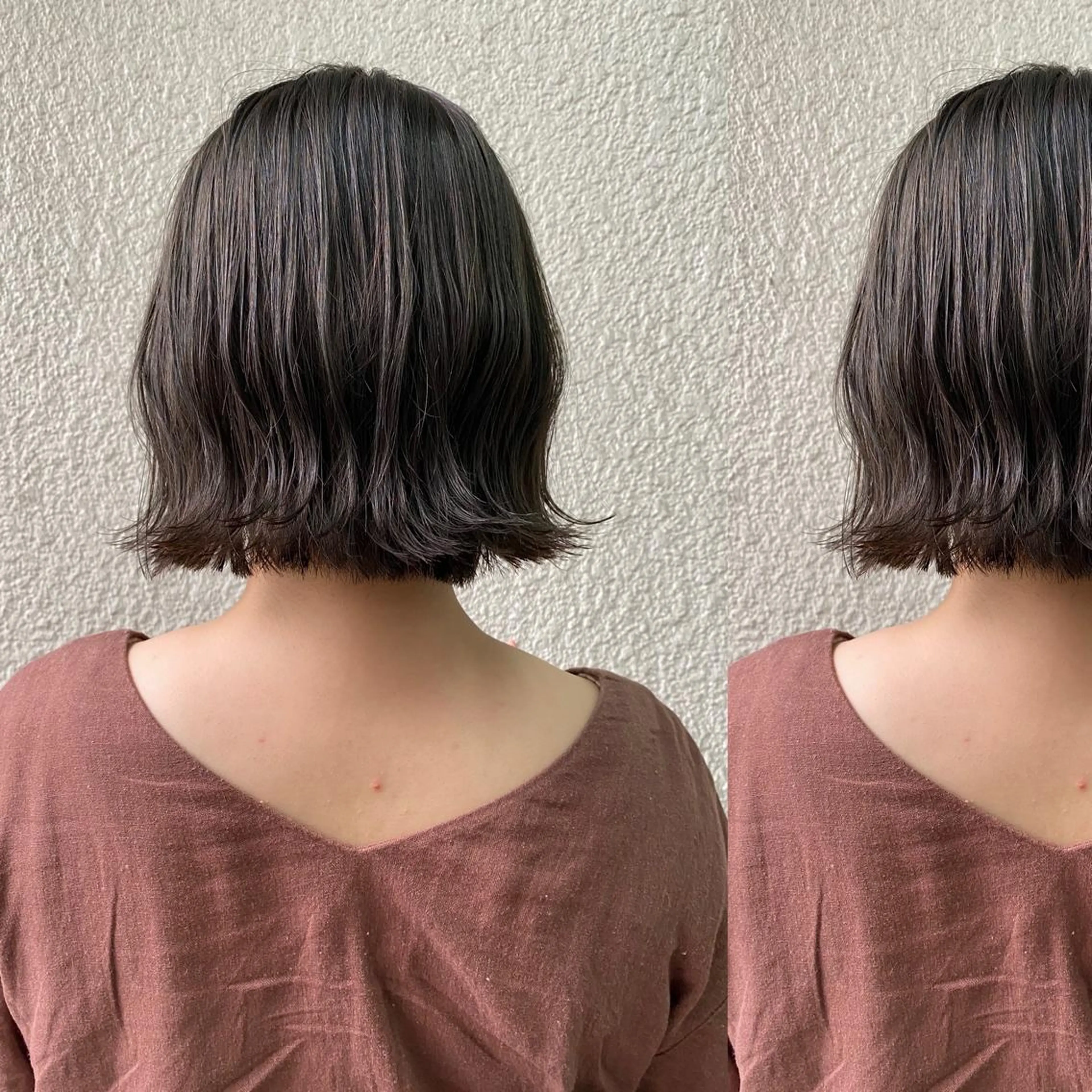 ミディアム カラー ボブ ヘアカラー ツキノキ ミナのヘアスタイル