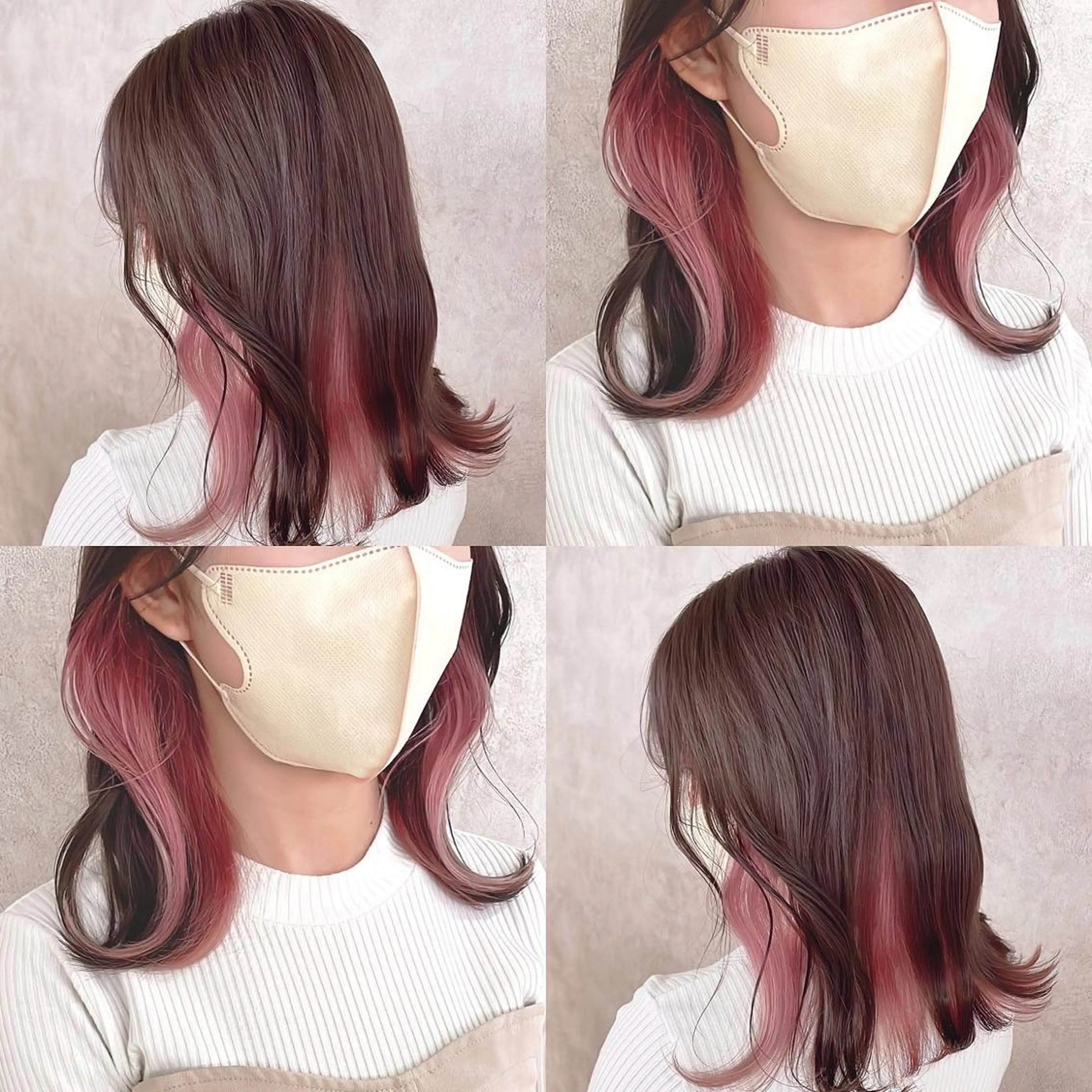 カラー ブリーチ インナーカラー ピンクカラー ヘアカラー トリートメント 渋谷:インナーカラー ／🍒エリカ🍒のヘアスタイル