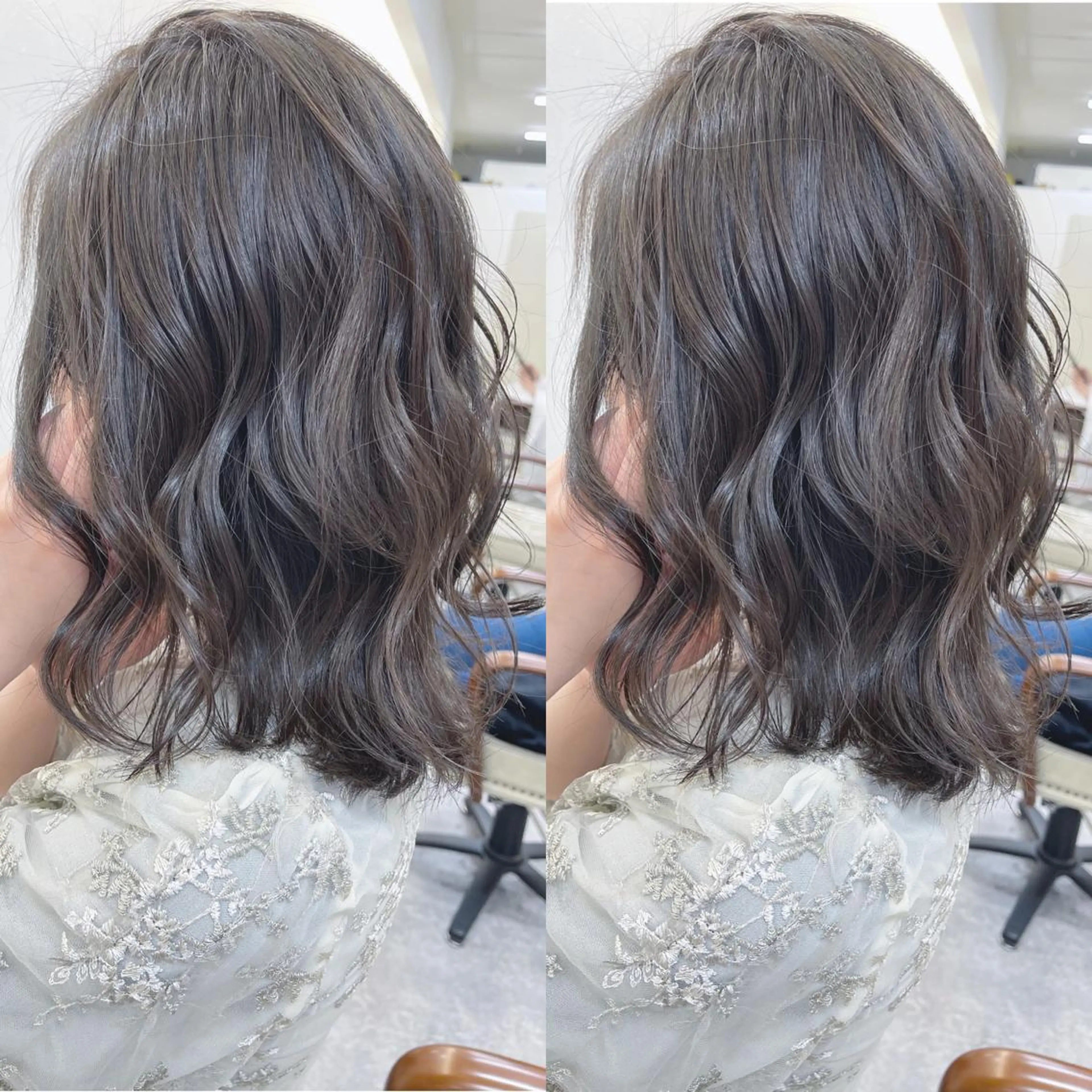 ミディアム ボブ 外ハネヘア カット ヘアカラー トリートメント H所属・H (エイチ) 烏丸御池店のヘアスタイル