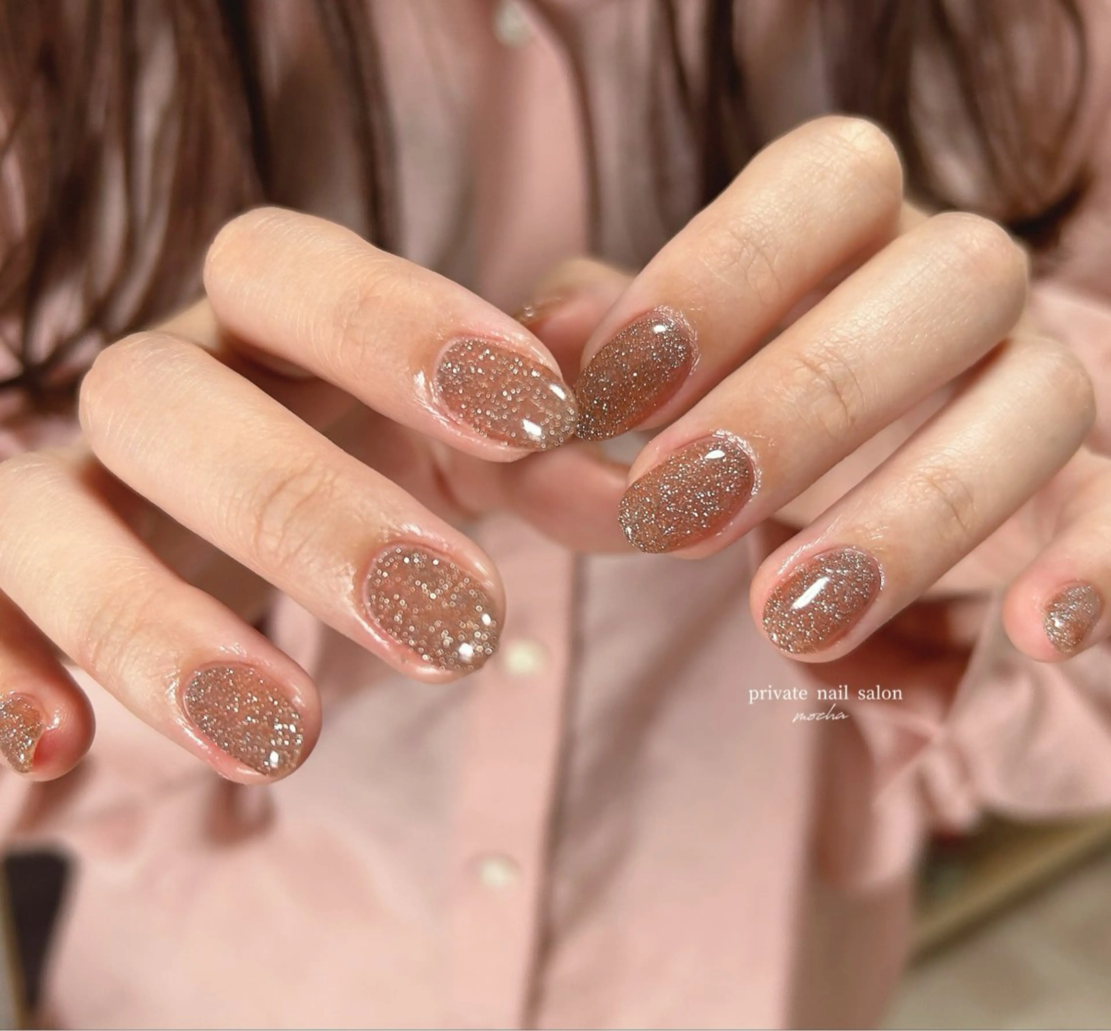 ネイル カジュアル フレンチネイル マグネットネイル ミラーネイル ニュアンスネイル ハンドネイル mocha nailのネイルデザイン