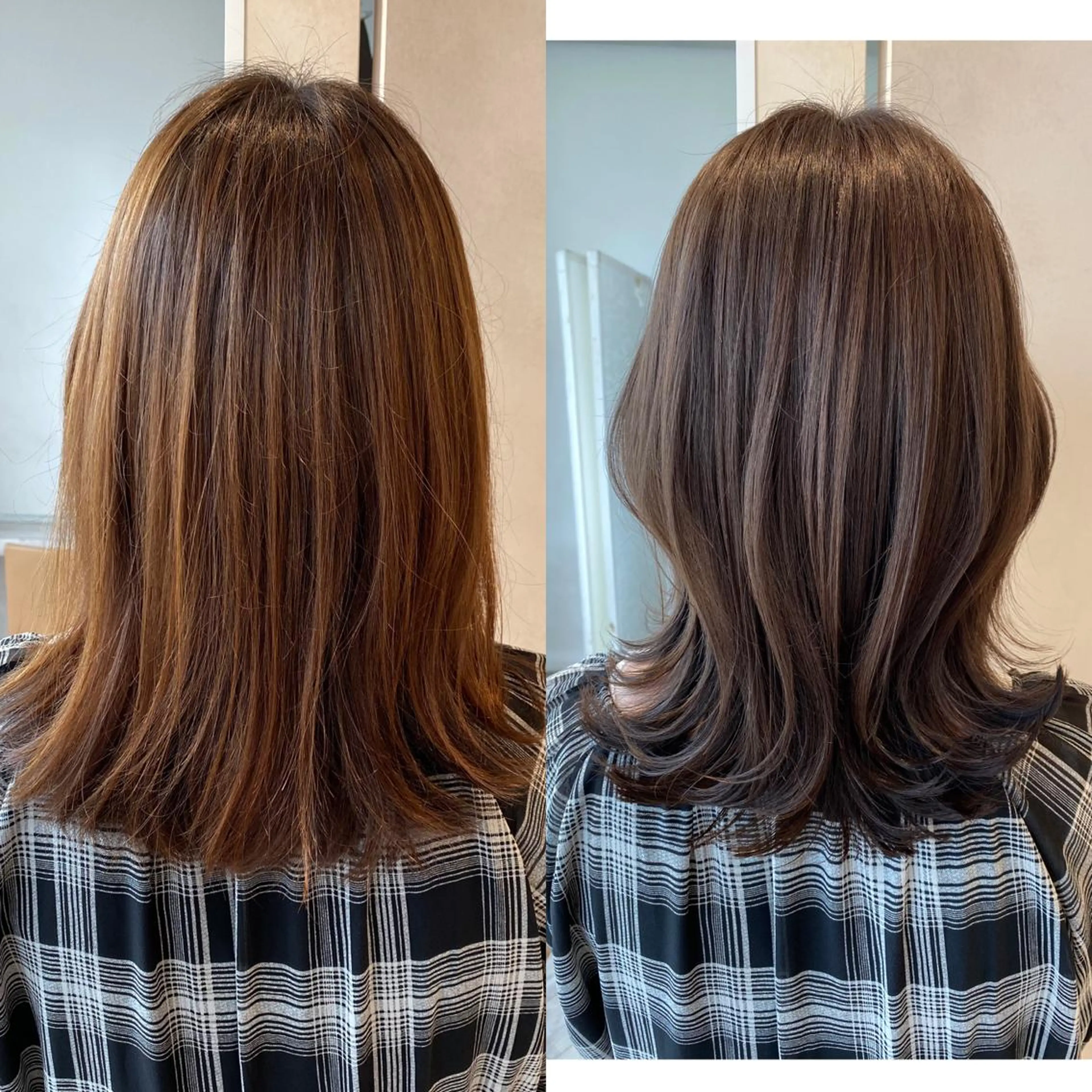 ミディアム カラー カット ヘアカラー トリートメント On所属・顔まわりカット🌟 くびれヘア/寺門遥輝のヘアスタイル