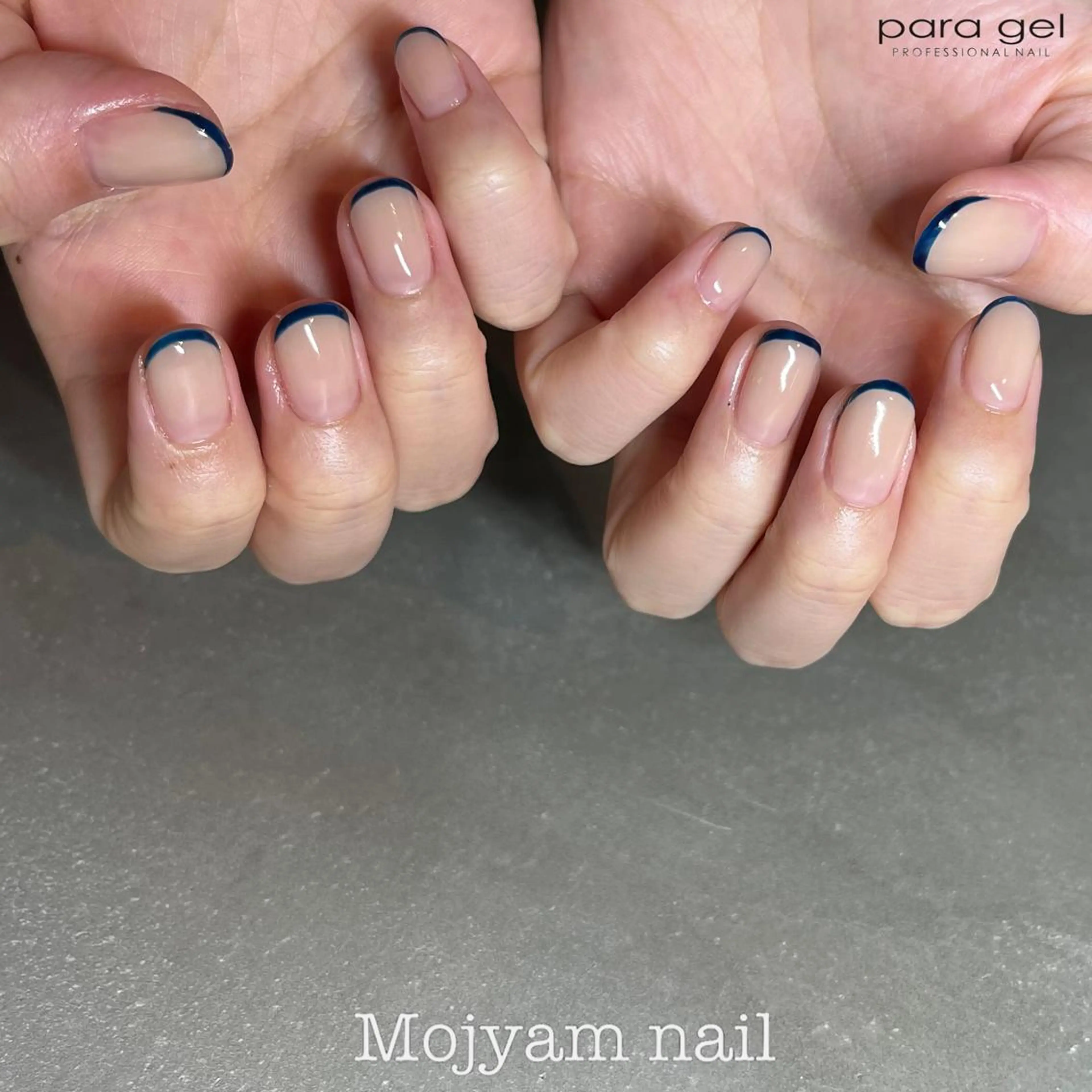 ネイル フレンチネイル ネイビー ショートネイル シンプルネイル ハンドネイル Mojyam nail所属・松本 実咲のネイルデザイン