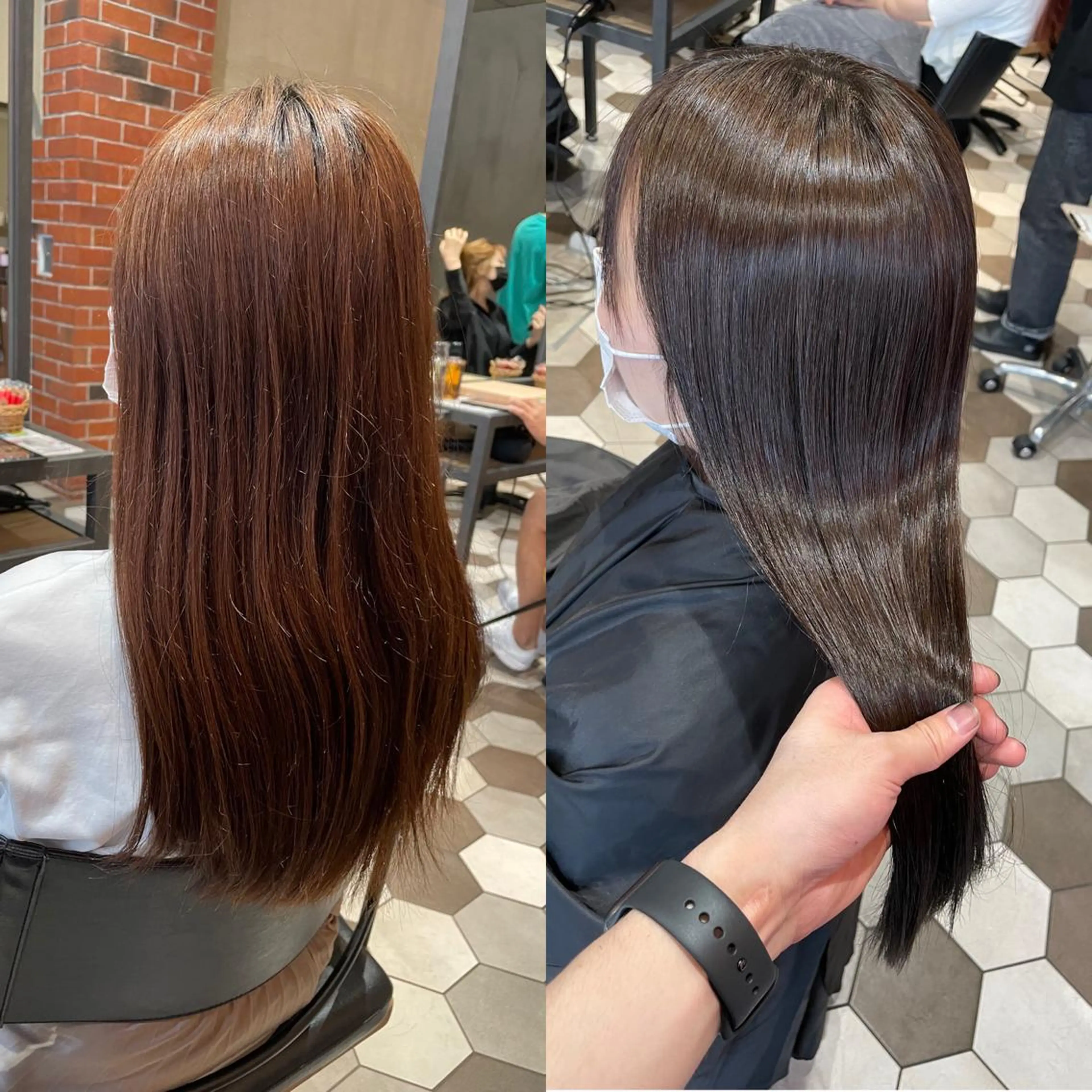 ロング カット ヘアカラー 縮毛矯正 トリートメント 髪質改善韓国レイヤー SHIORI🦋のヘアスタイル