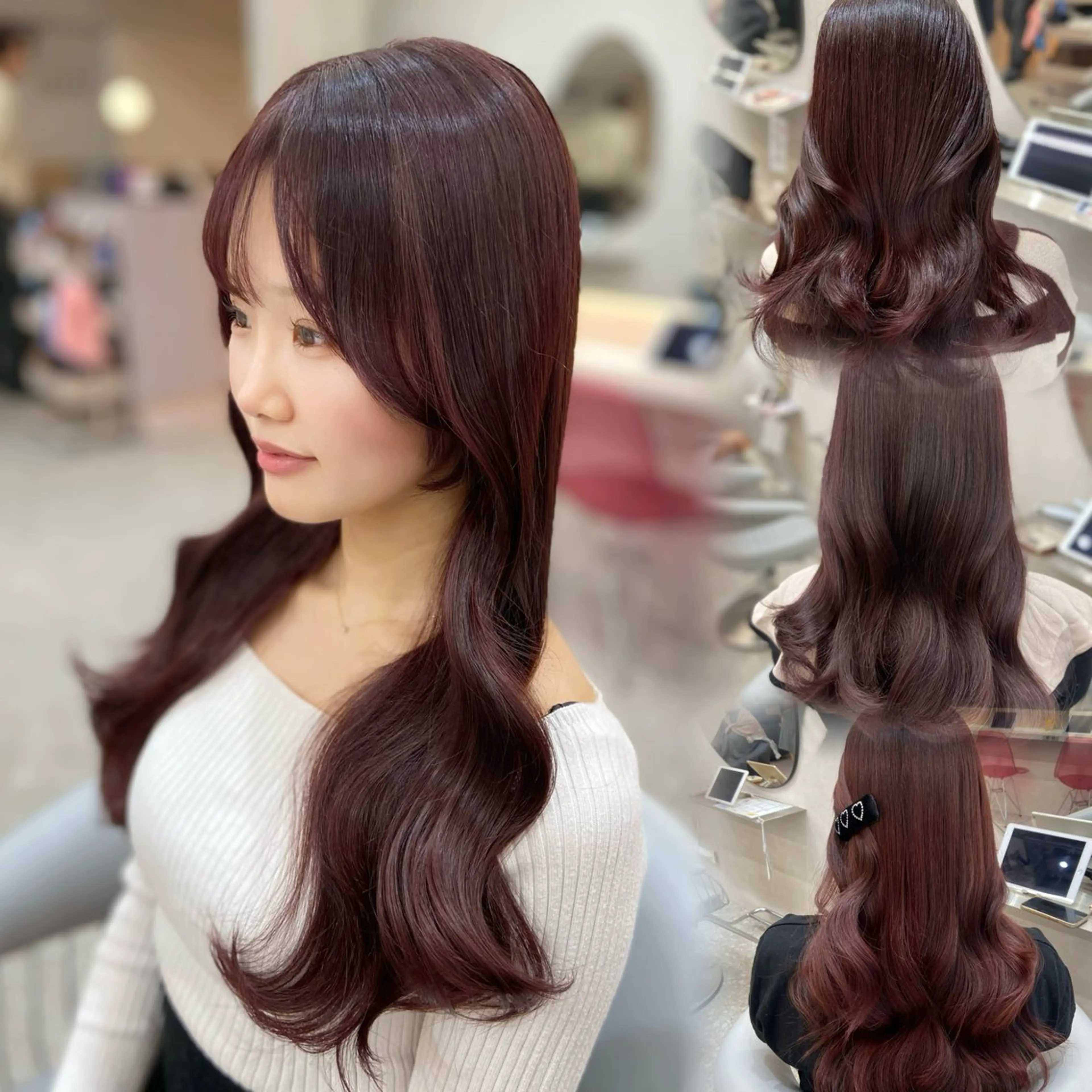 ロング カラー ベージュカラー ブリーチ ブラウンカラー ケアブリーチ ダブルカラー 新宿/韓国ヘア 中明度カラー/かやのヘアスタイル