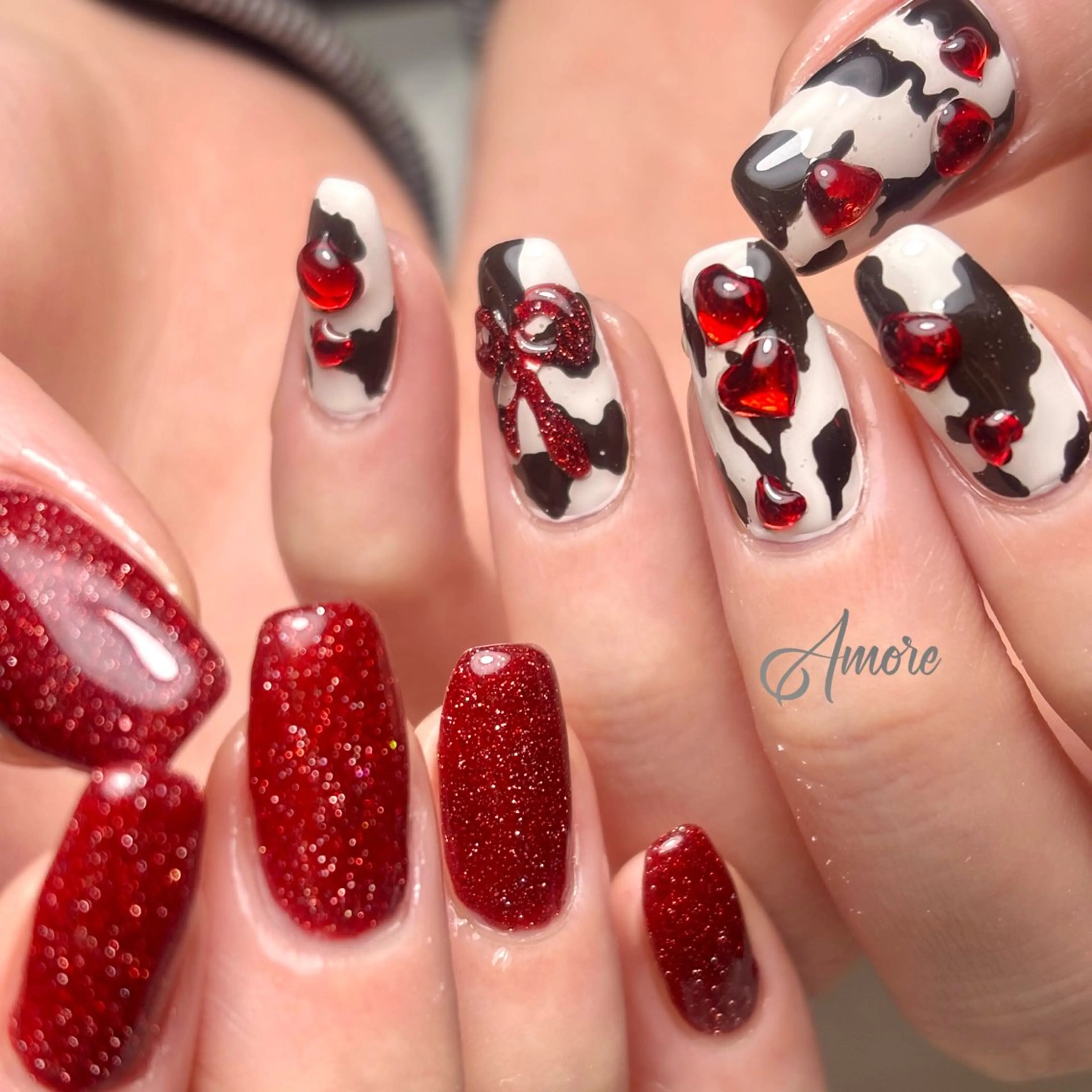 ネイル アニマル柄 桜ネイル ジェルネイル キラキラネイル 韓国ネイル You kyehwaのネイルデザイン