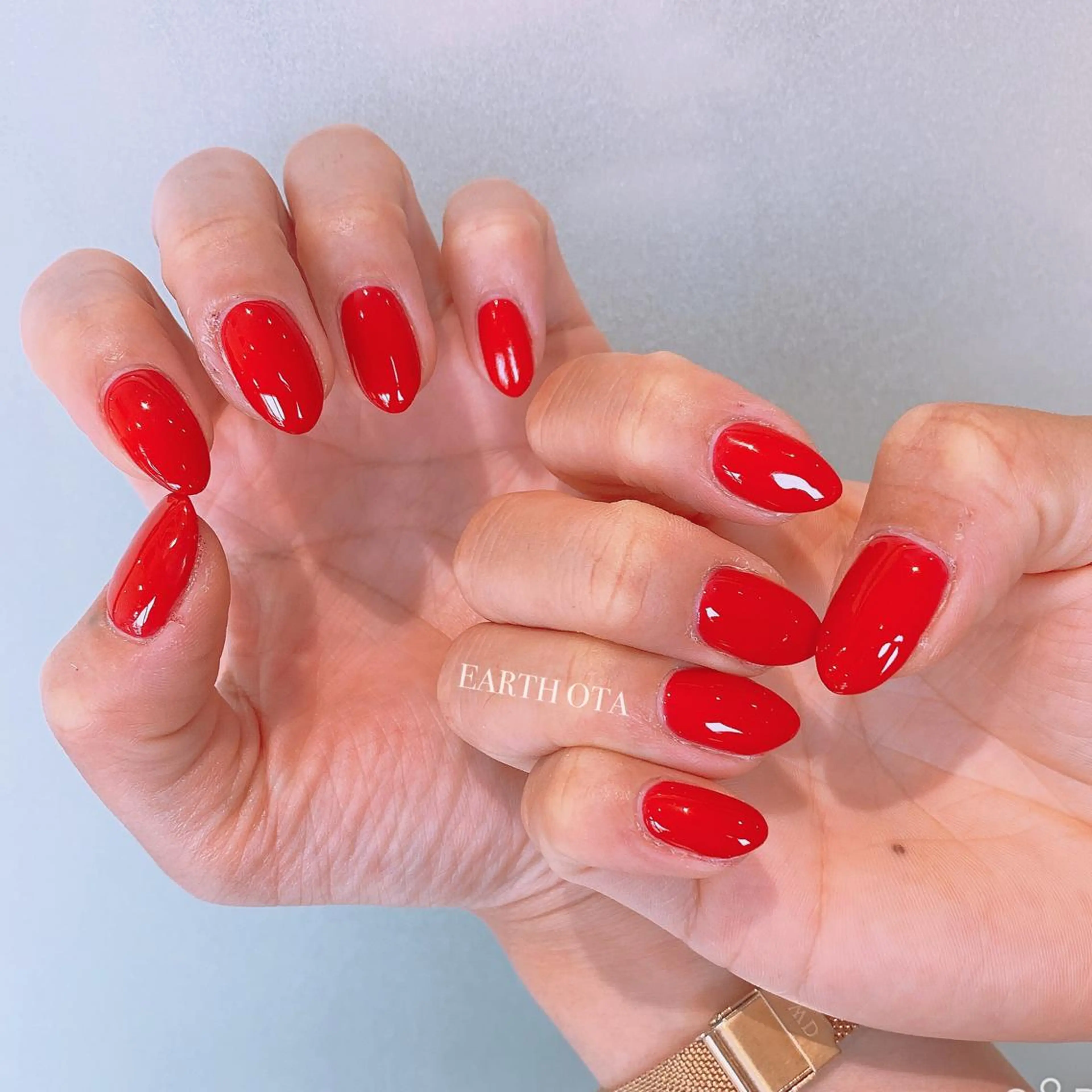 ネイル ワンカラーネイル 赤色 Rena colore'のネイルデザイン