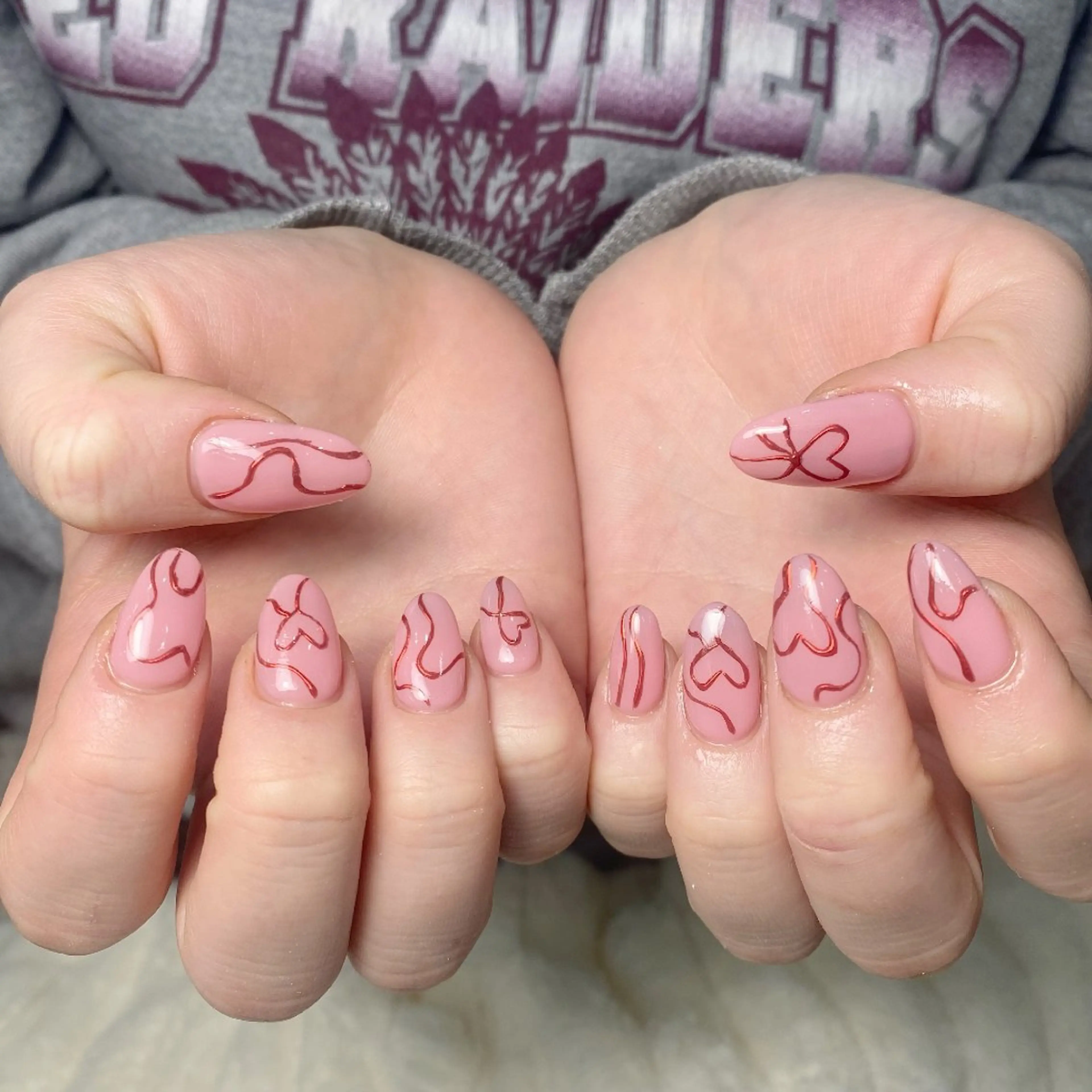 ネイル チークネイル フレンチネイル ジェルネイル ガラスフレンチ キラキラネイル ハンドネイル UM Nail Salonのネイルデザイン