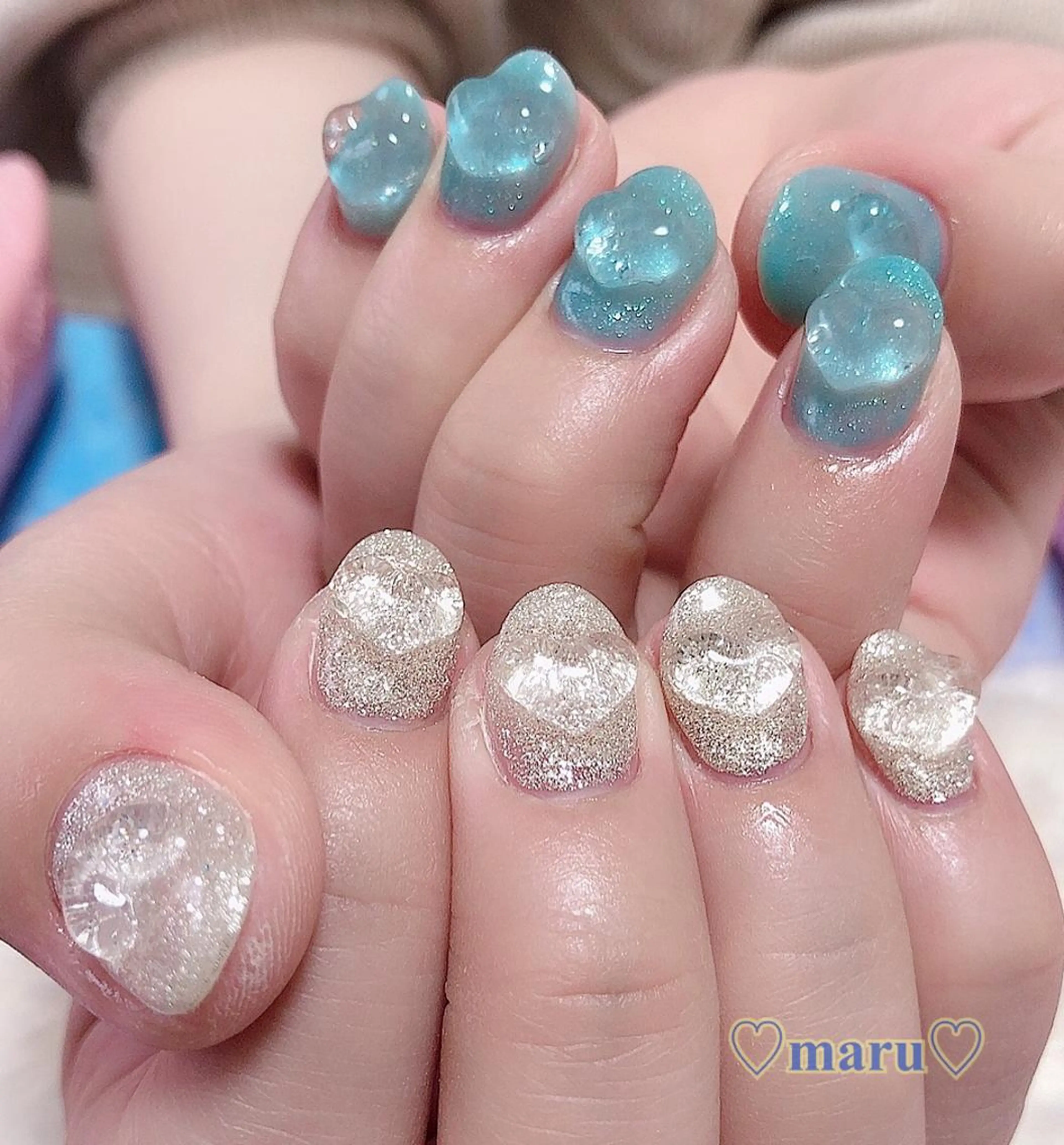 ネイル クリアネイル ハート ハンドネイル フットネイル まるみ ♡のネイルデザイン