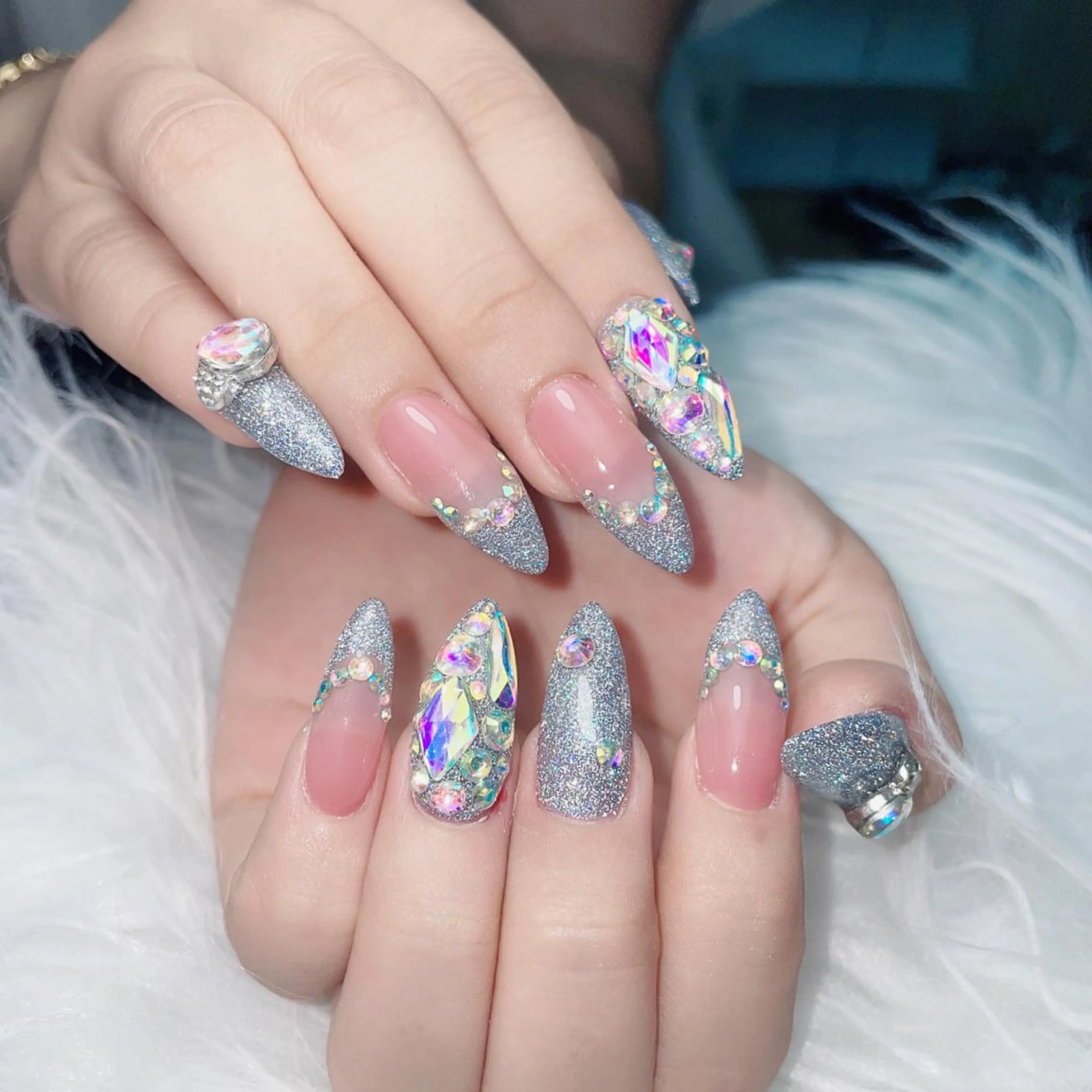 ネイル フレンチネイル ハート 韓国ネイル ミラーネイル リボン ハンドネイル Melody Nail所属・Melody  3D/スカルプ専門店のネイルデザイン