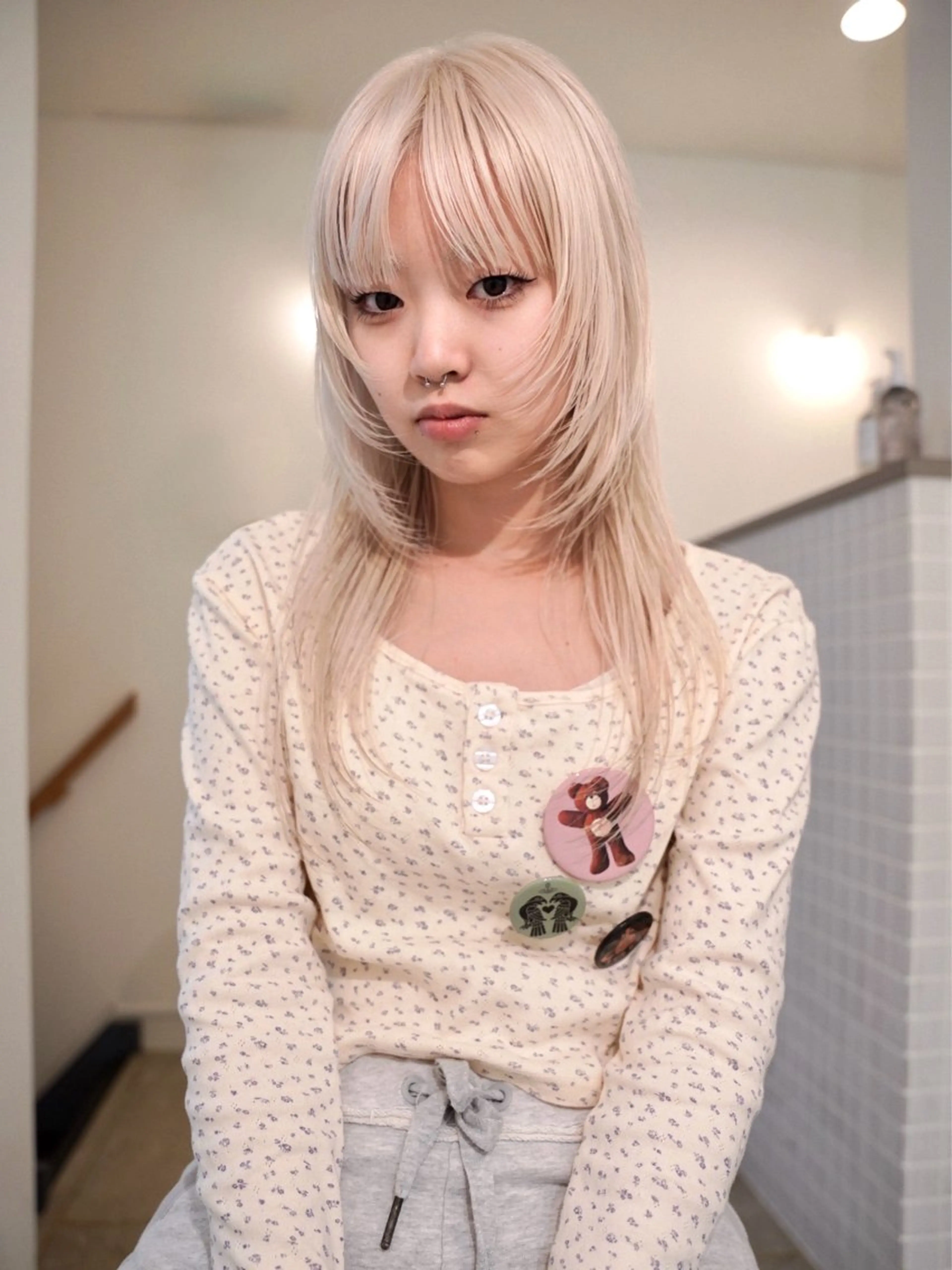 セミロング カラー ハッシュカット カット ヘアカラー トリートメント デザイン/レイヤー Kaito🐩/栄のヘアスタイル