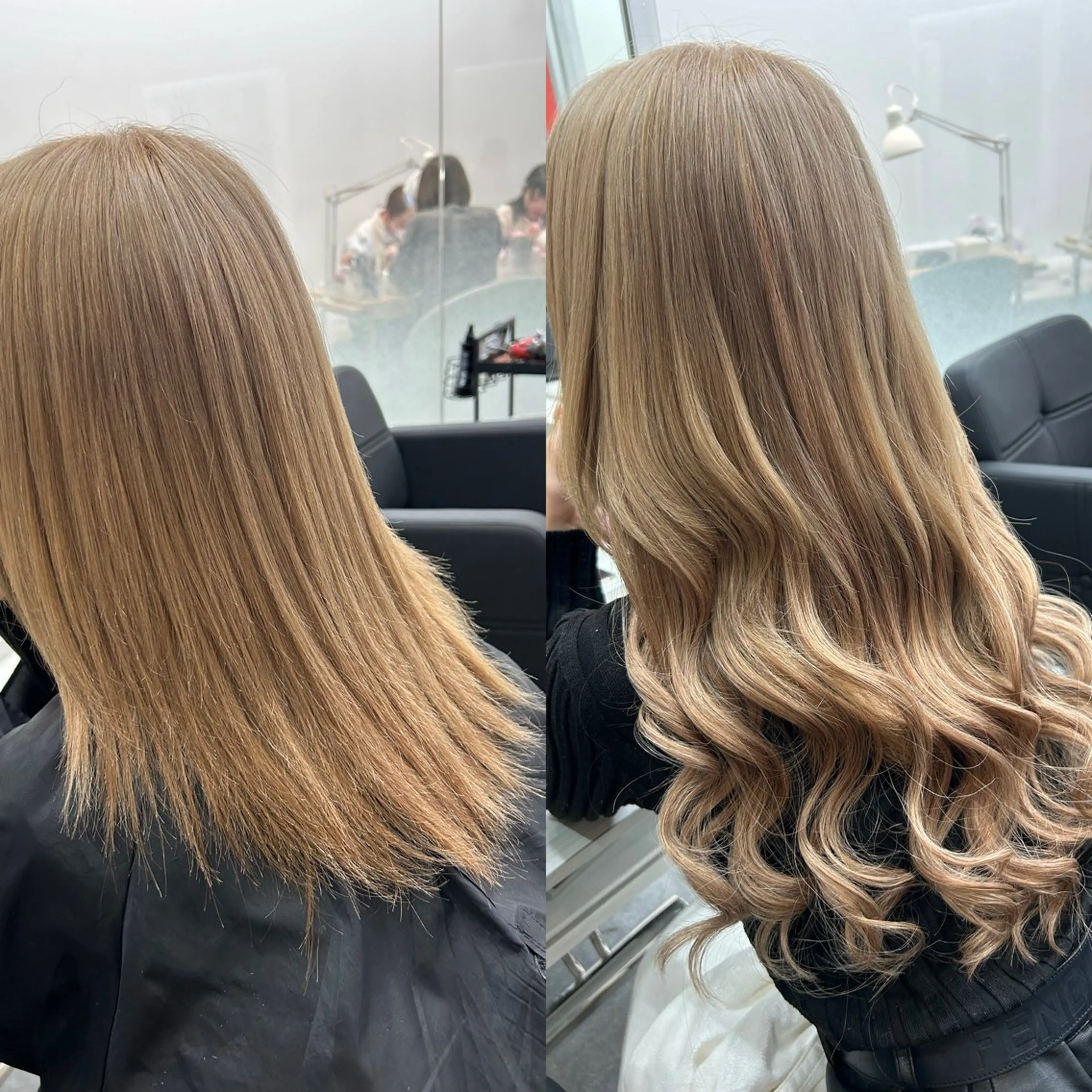 ロング カラー ヘアアレンジ シールエクステ バレイヤージュ ベージュカラー ハイライトカラー ハイトーンカラー alpha. カラーエクステ下妻のヘアスタイル