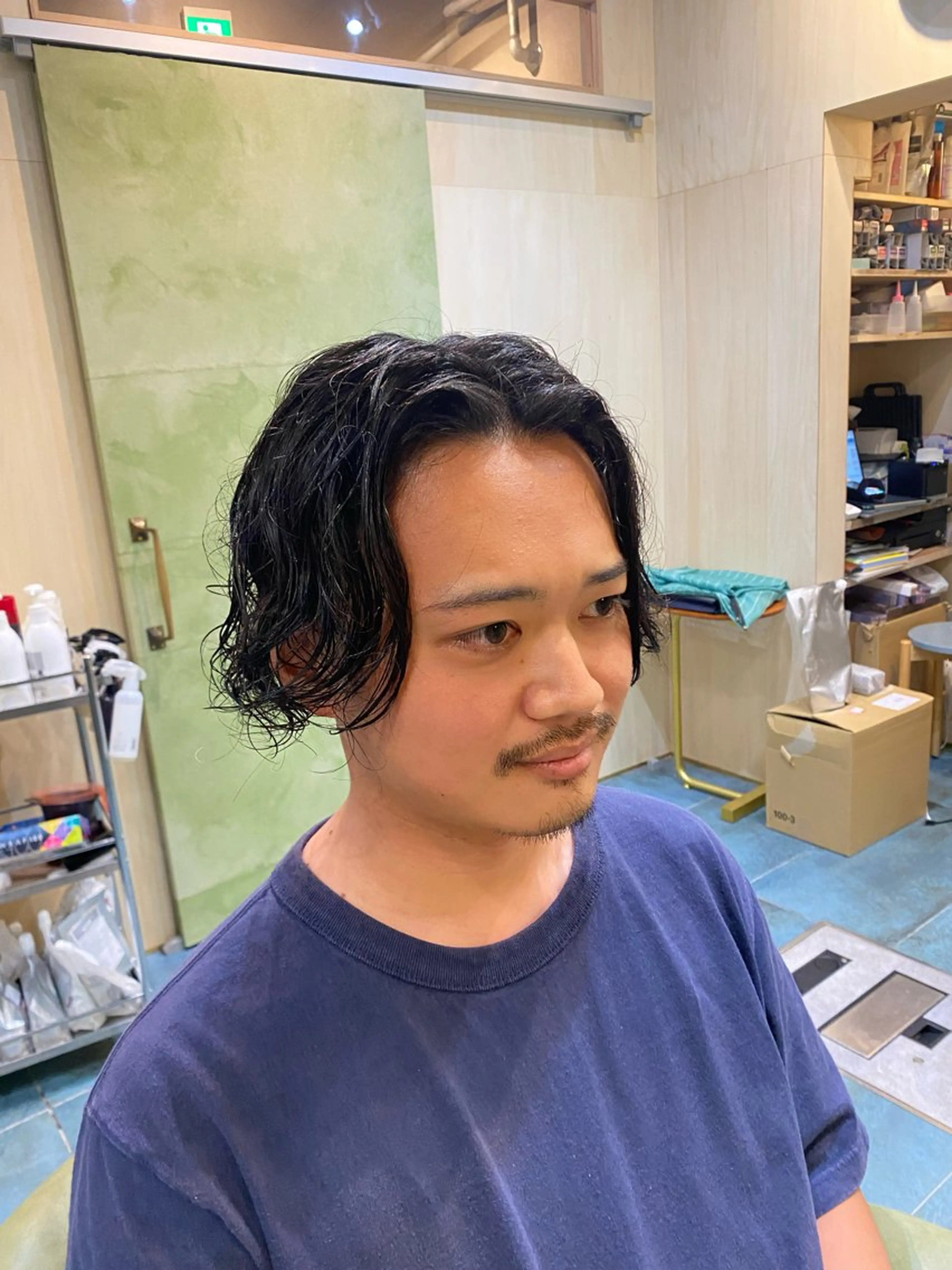 ロング パーマ メンズ センターパート マンバンヘア メンズパーマ ロング メンズカット/パーマ 福島区SOSOのヘアスタイル