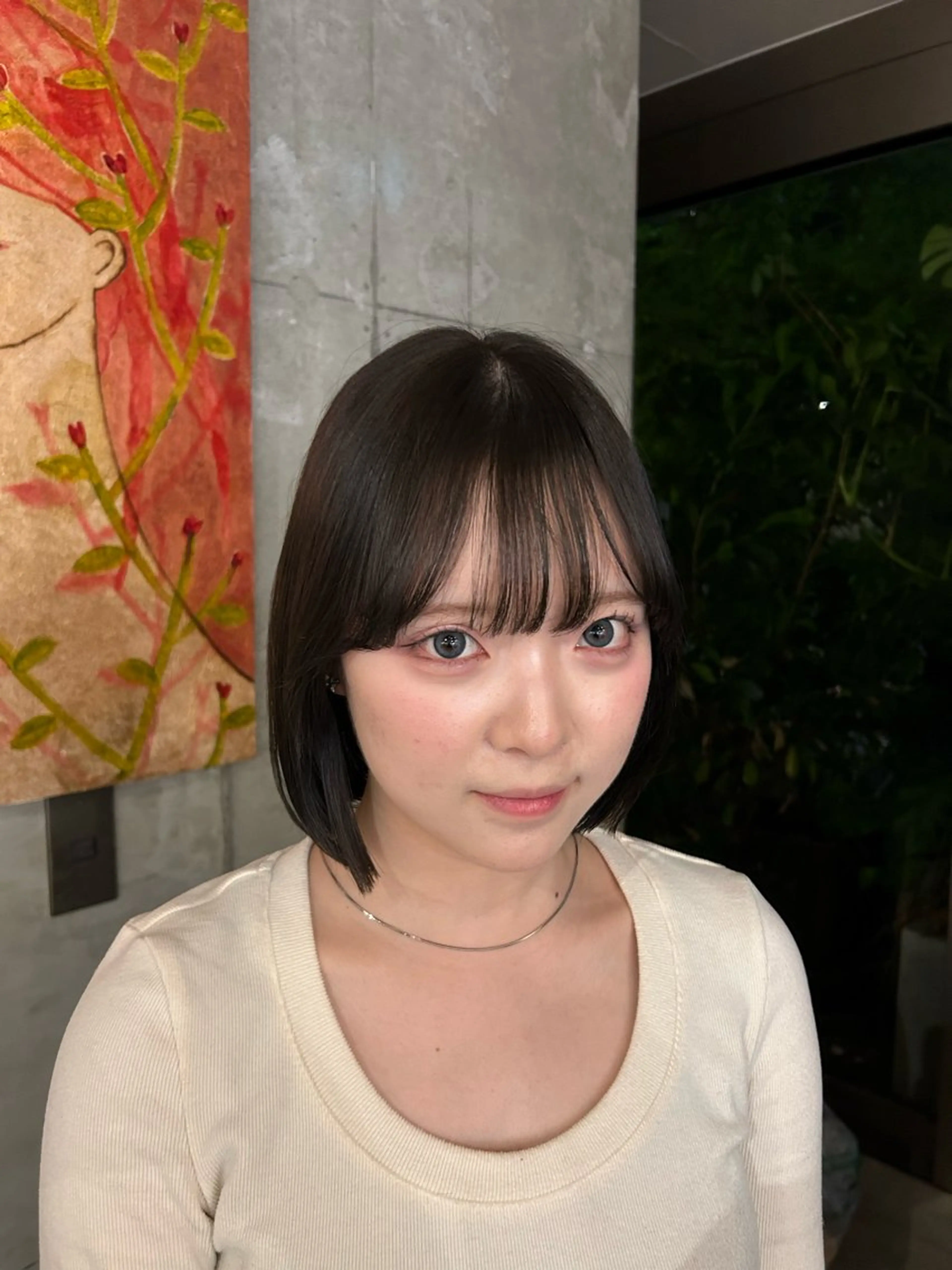 ショート カラー 黒髪 ヘアカラー 越阪部 碧子のヘアスタイル