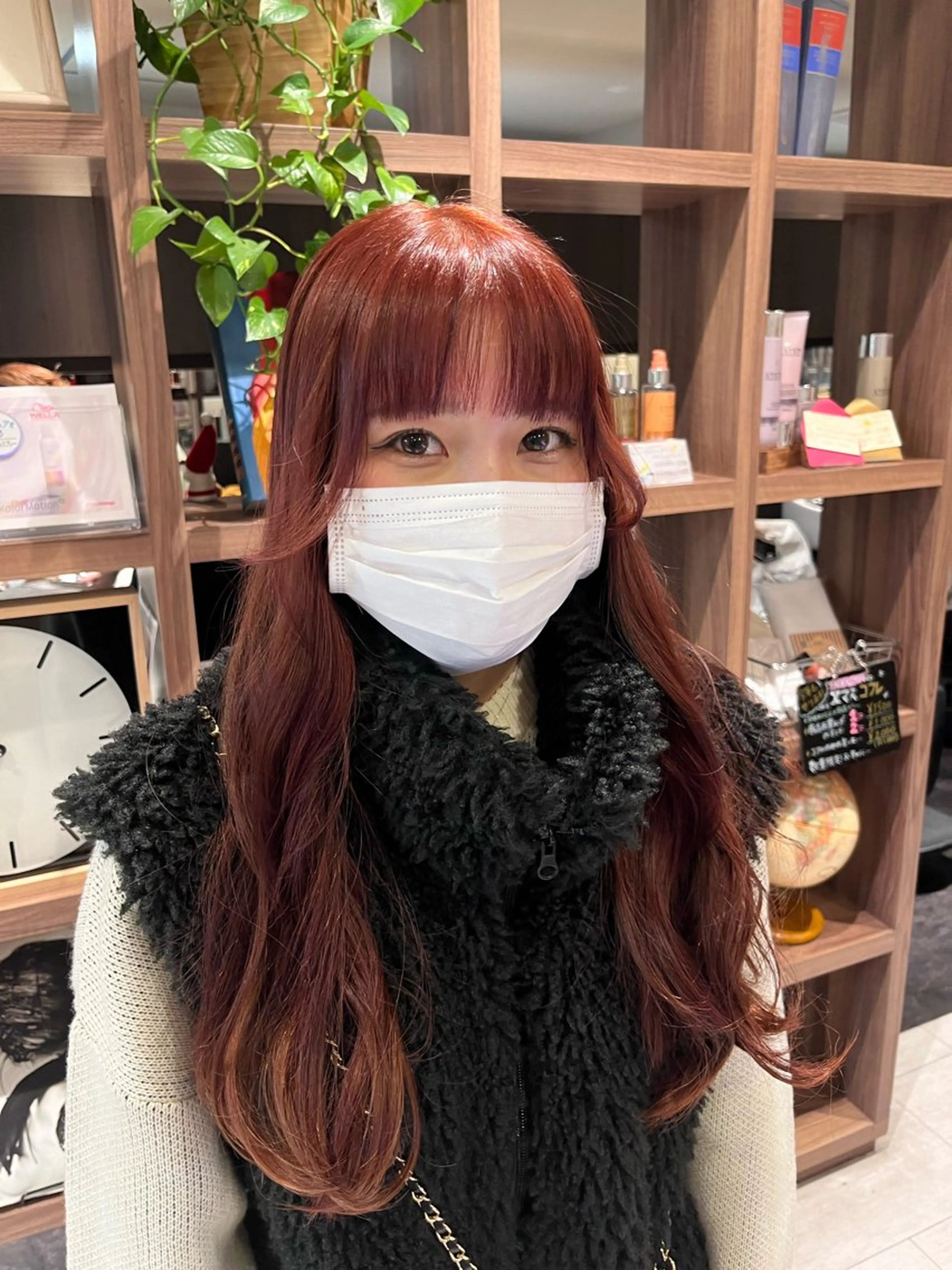 ロング カラー ブリーチ ボルドーカラー ブリーチなしカラー dogstar小林諒 レイヤー/パーマのヘアスタイル