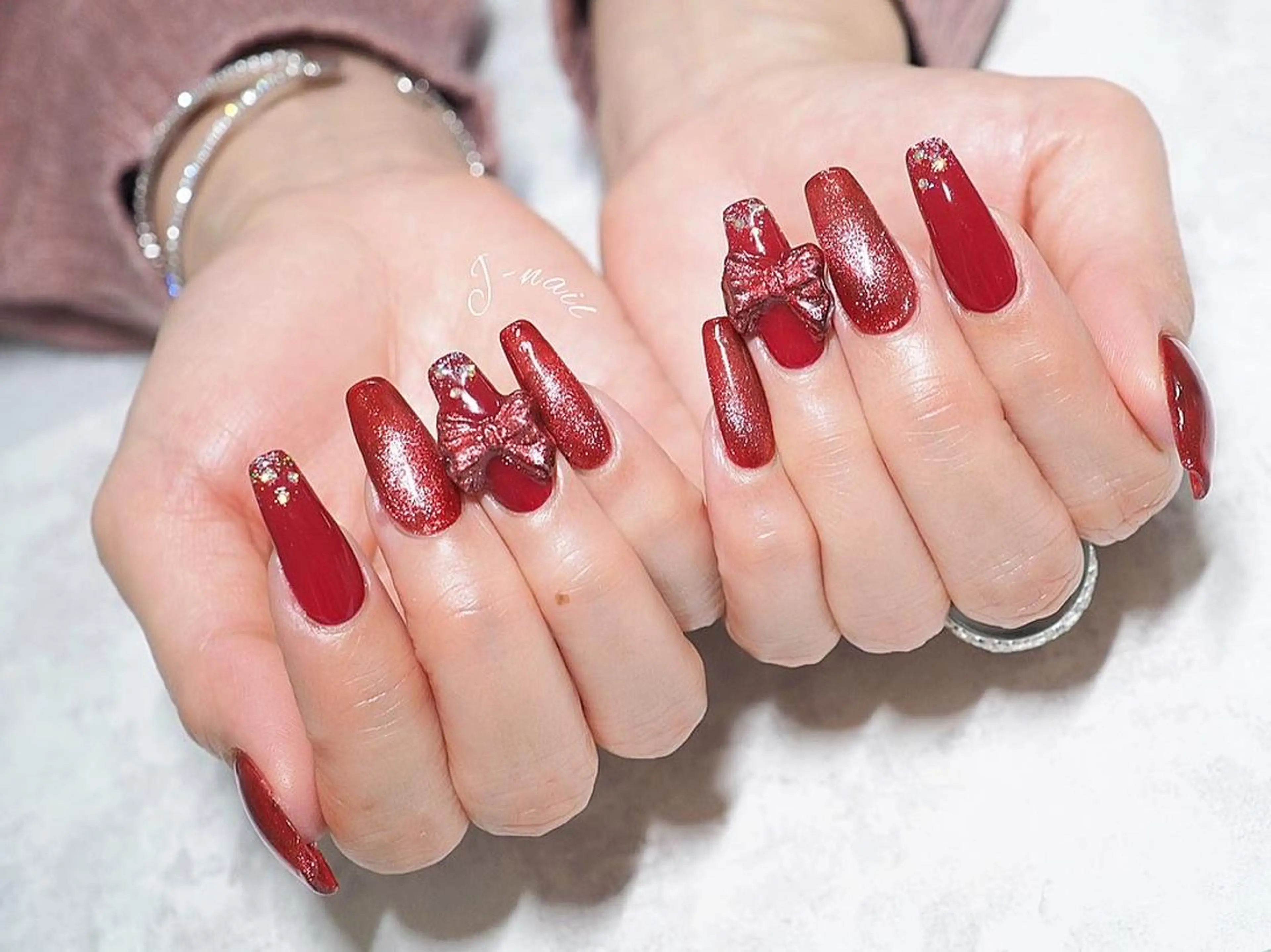 ネイル アートネイル マグネットネイル リボン J-nail satoのネイルデザイン