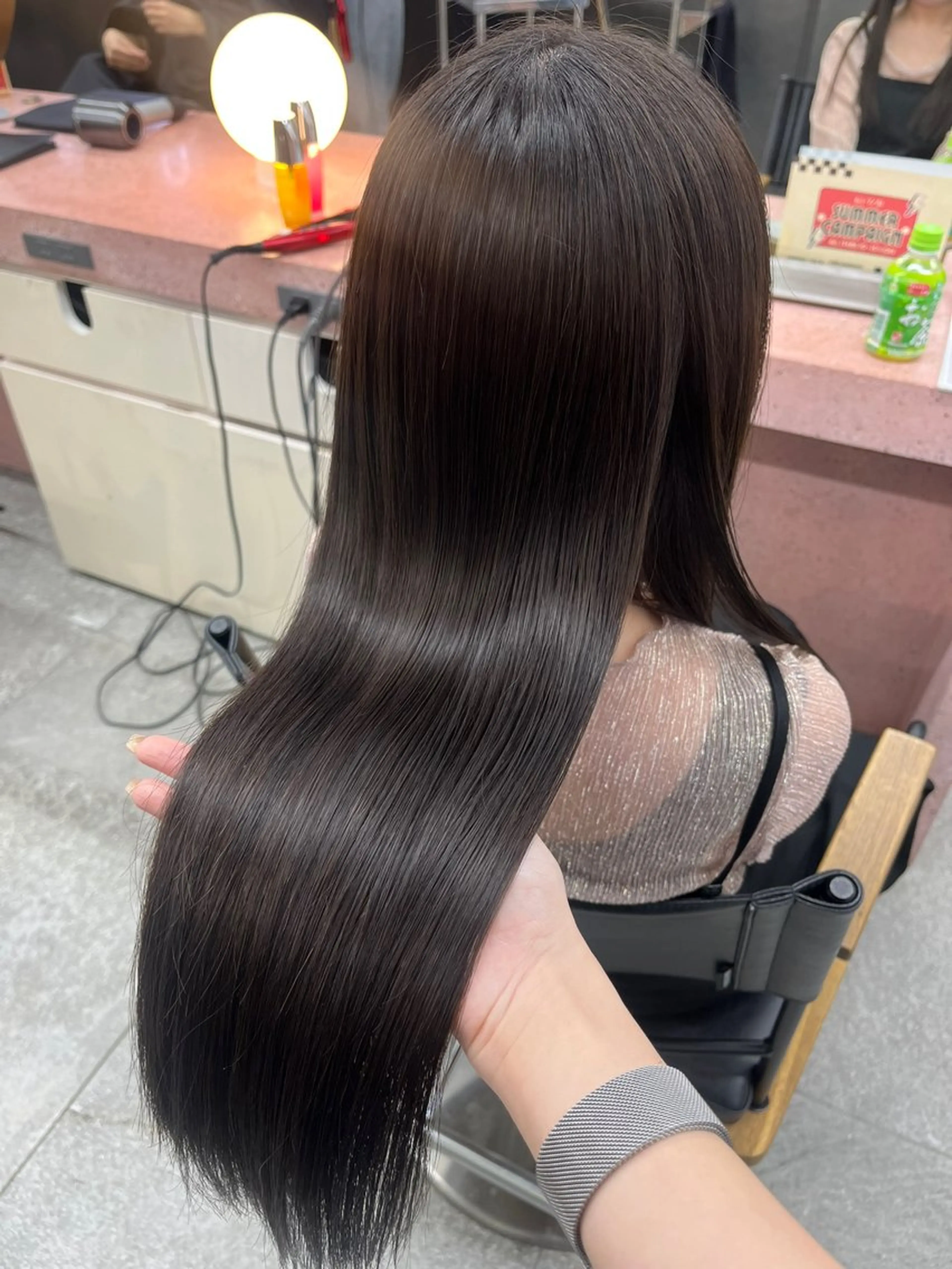 ロング カット ヘアカラー 縮毛矯正 オリーブ/レイヤー/ 酸性ストレート/ゆなのヘアスタイル