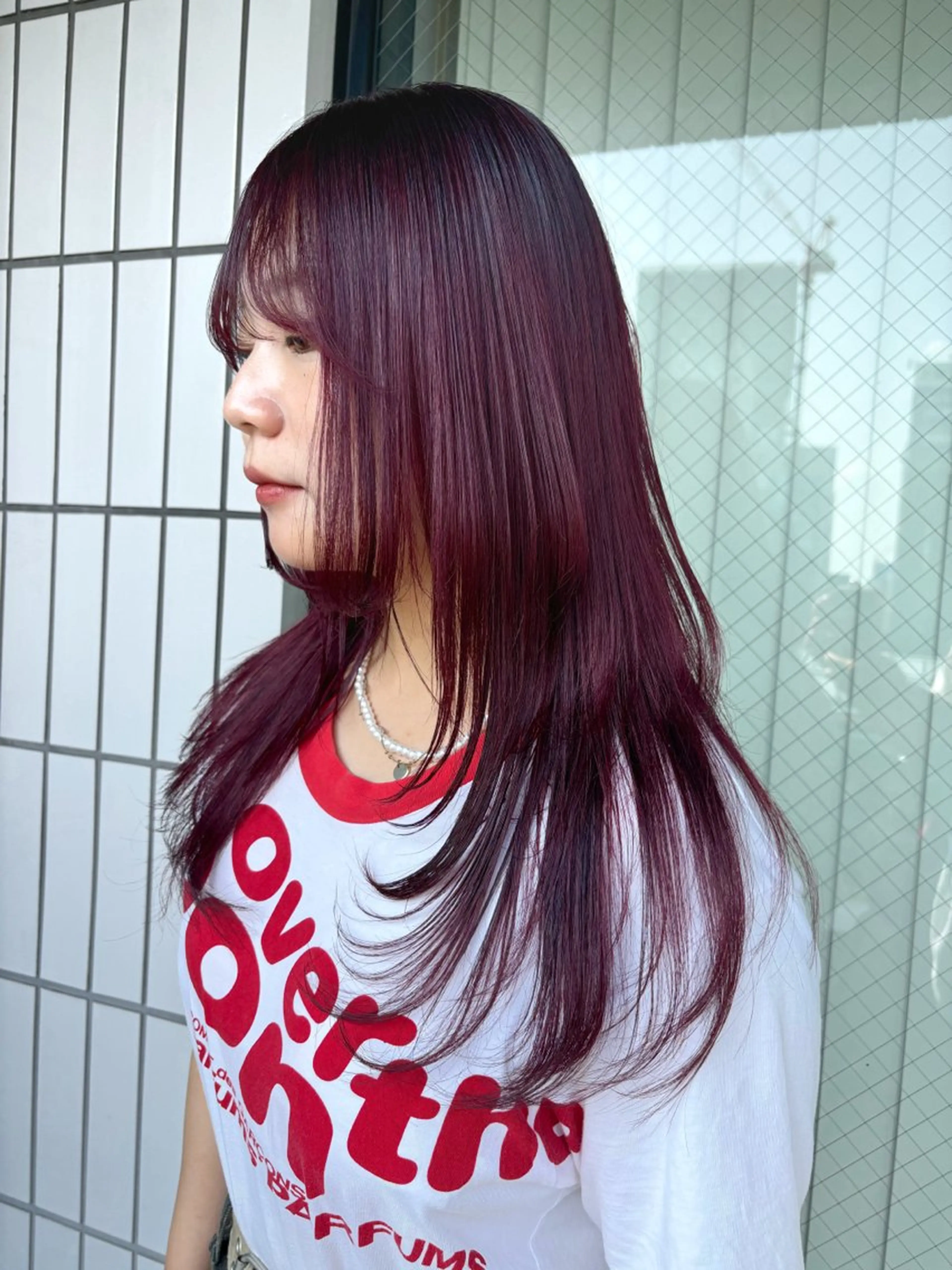 ロング カラー ブリーチ ボルドーカラー ケアカラー ダブルカラー ブリーチなしカラー 暖色カラー🍒 ケアブリーチ/akiのヘアスタイル