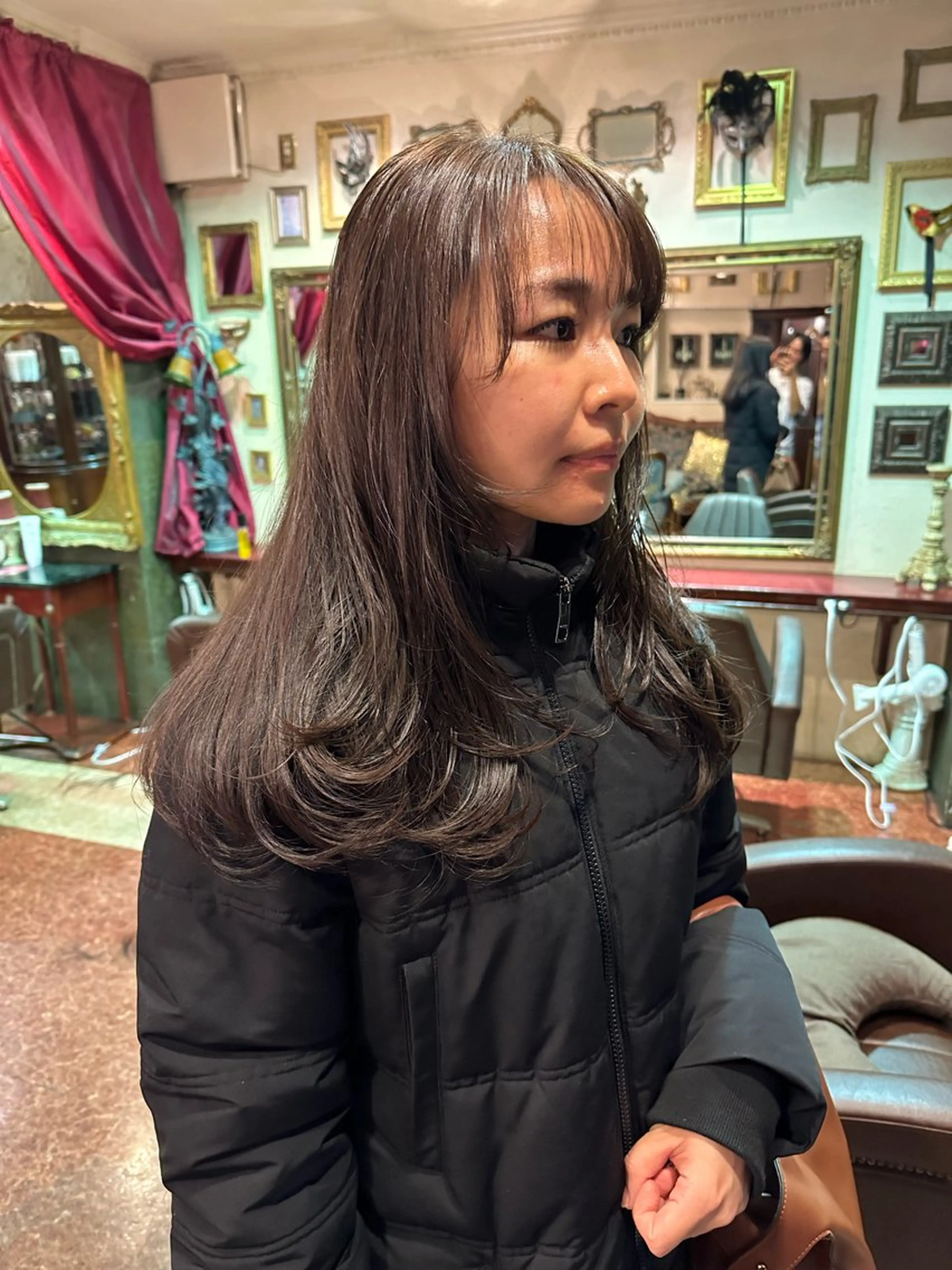 ロング カラー ケアカラー 透明感カラー グレージュ 顔周りカット 髪質改善 カット ヘアカラー トリートメント 【レイヤー/韓国風 /髪質改善】RINのヘアスタイル