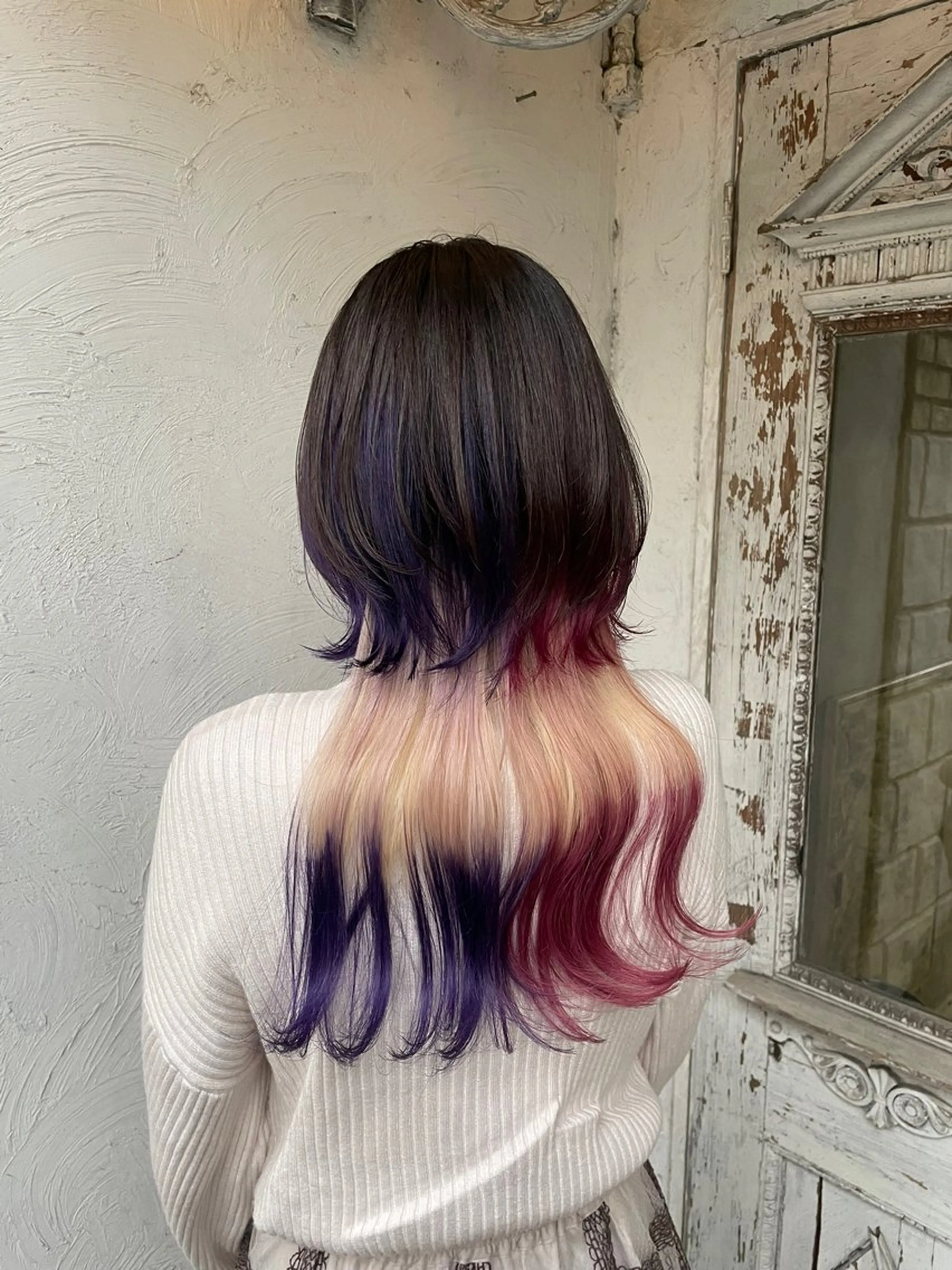 ロング カラー ベージュカラー ブリーチ 透明感カラー デザインカラー ダブルカラー ヘアカラー トリートメント ブリーチ/レイヤー 💙ayame💙のヘアスタイル