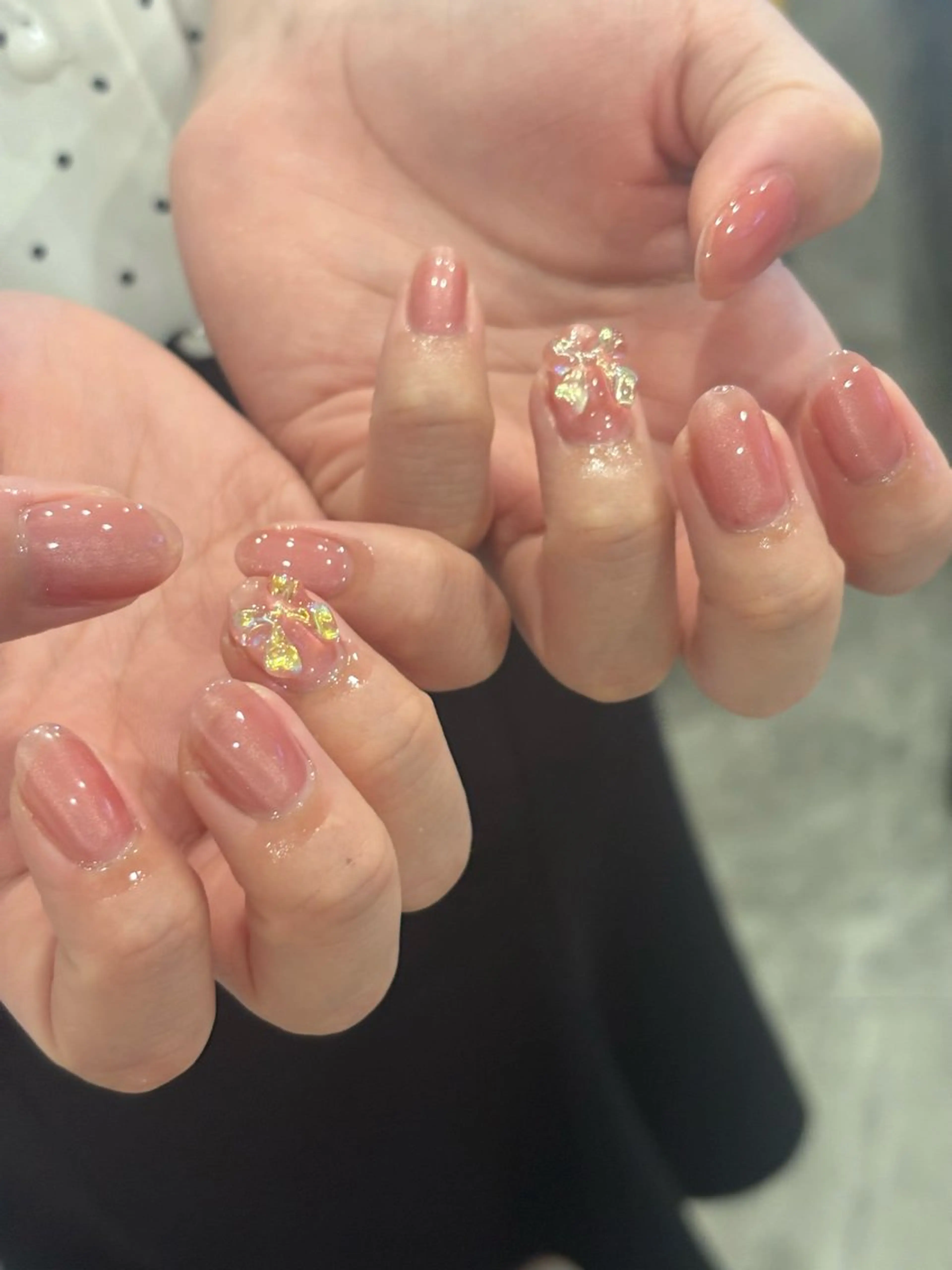 ネイル ジェルネイル 氷ネイル・うるうるネイル キラキラネイル マグネットネイル パラジェル ハンドネイル to:que(トーク)所属・本町🤍ちゅるん 自爪育成✨🤍のネイルデザイン