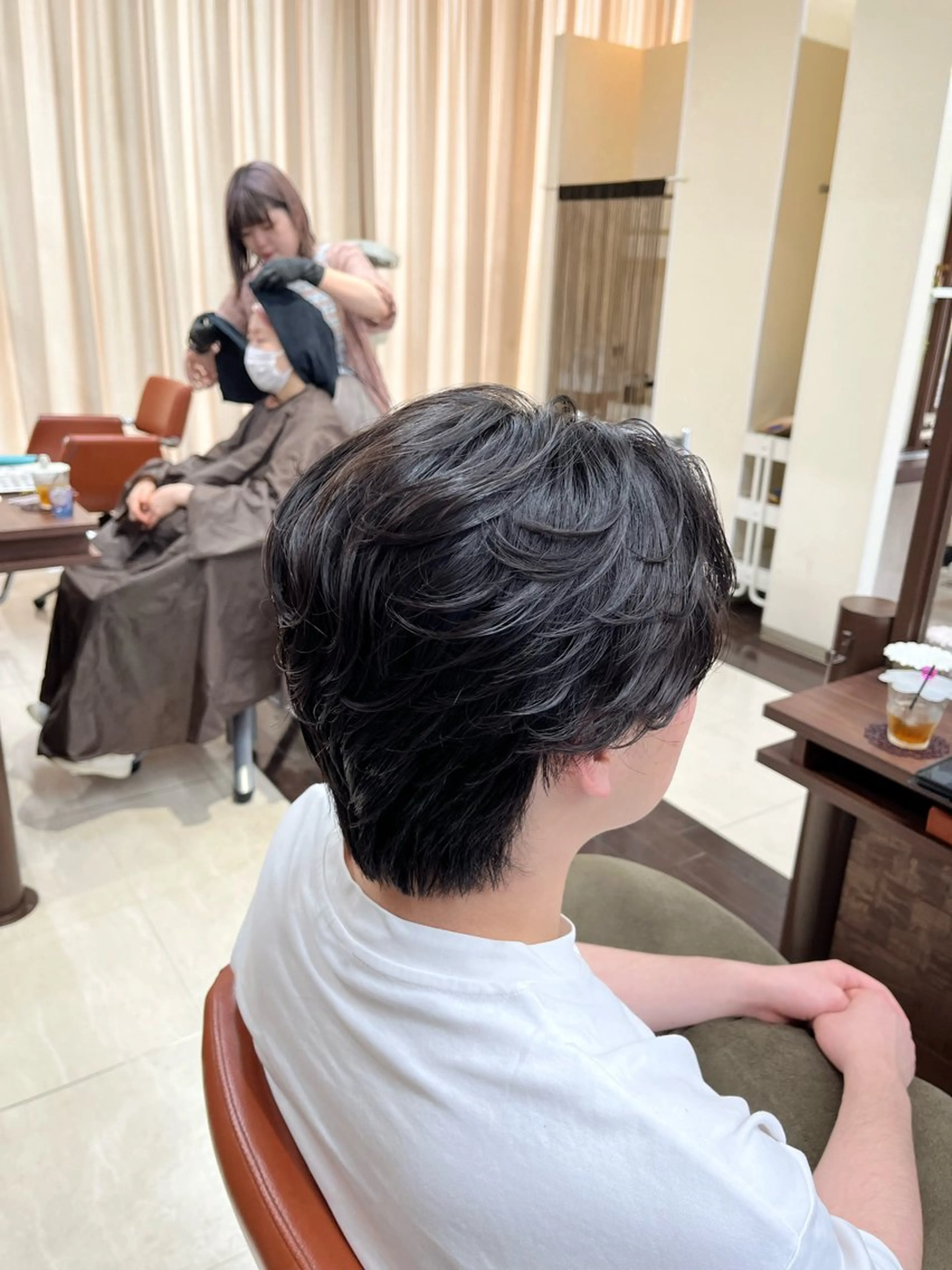 ショート パーマ メンズ センターパート メンズ韓国風 メンズパーマ 韓国風ヘア ニュアンスパーマ AROH  men's cut&men's perm 船橋店所属・🧊メンズ特化🧊 高木航希のヘアスタイル