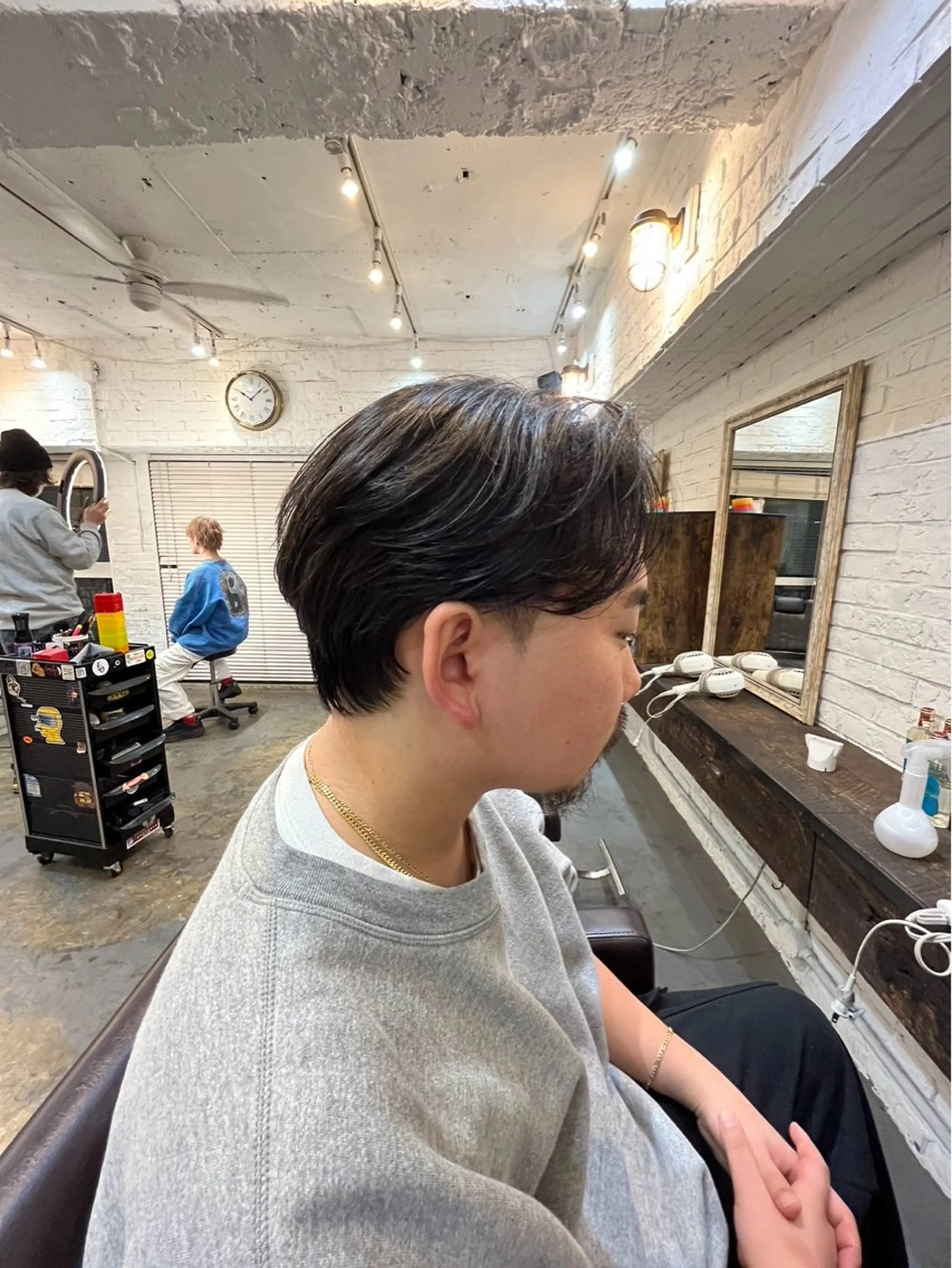 ショート メンズ センターパート ダウンパーマ フェードカット メンズハイライト メンズパーマ カット トリートメント 💈メンズ特化💈 TASUKUのヘアスタイル