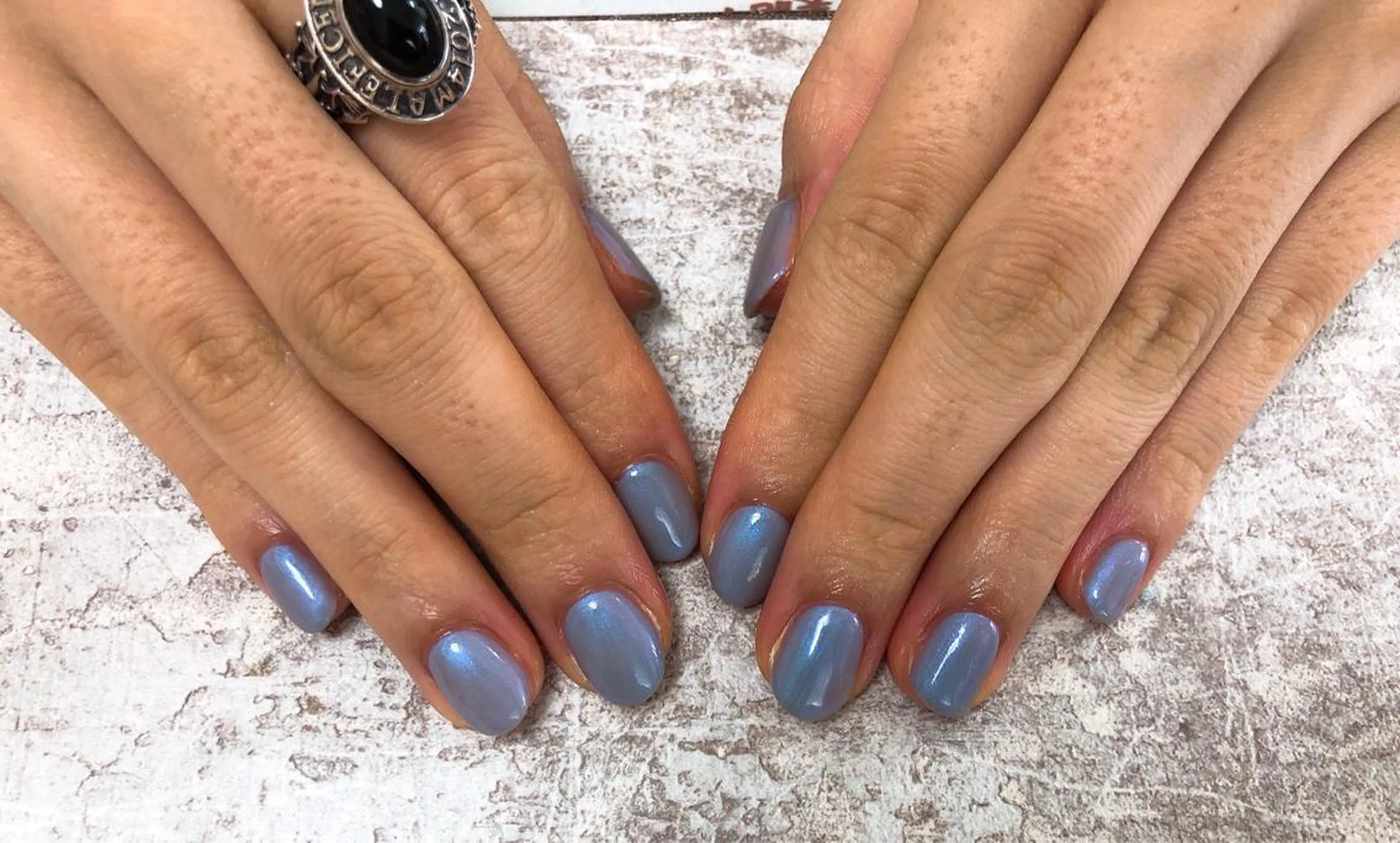 ネイル ブルー ワンカラーネイル ハンドネイル Mogu nail 二子玉川のネイルデザイン