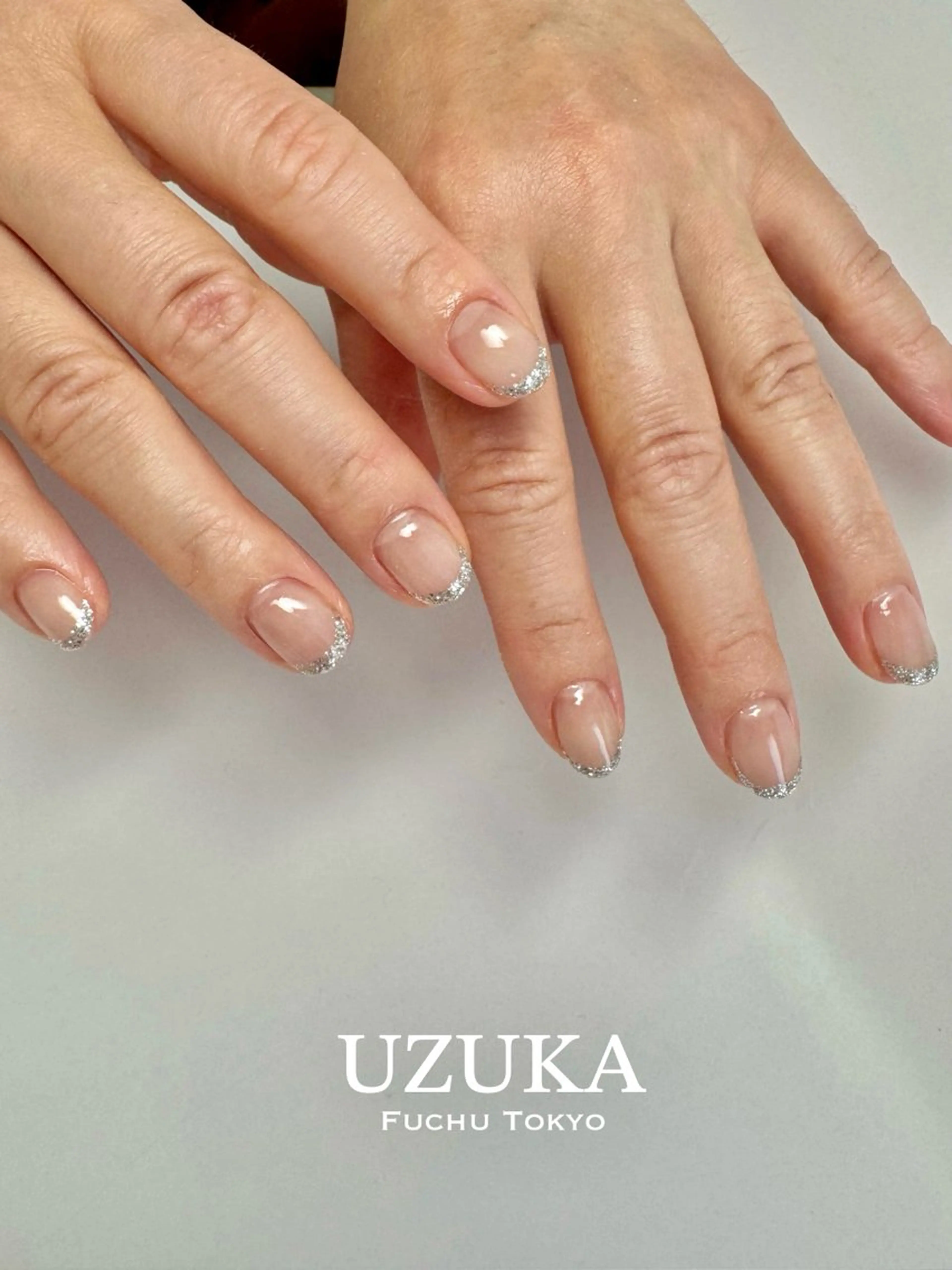 ネイル フレンチネイル ラメ(グリッター) 【 enn 】 Uzuka Yukaのネイルデザイン