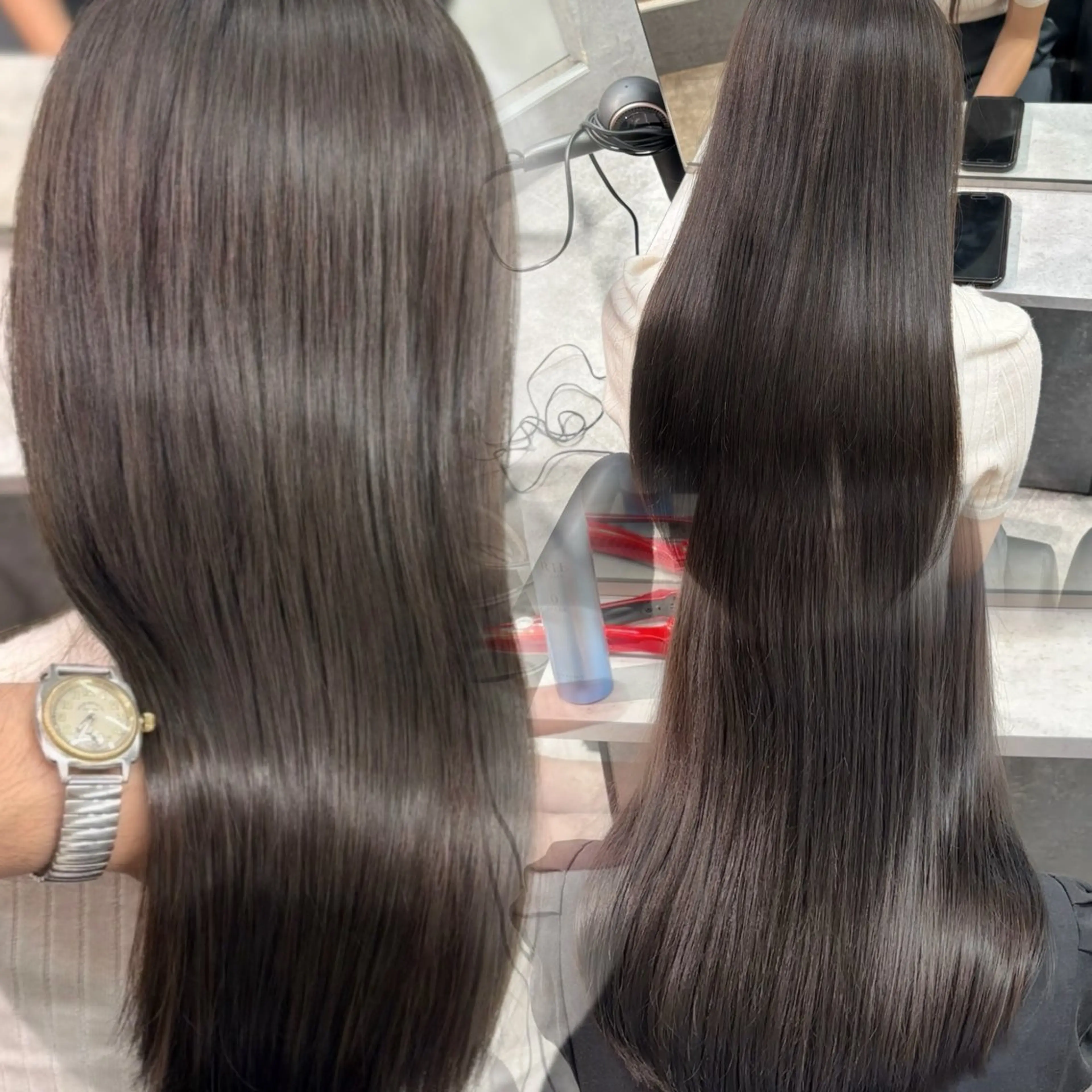 セミロング くびれヘア 韓国風ヘア レイヤーカット シースルーバング 新宿/韓国メンズ RIKUパーマのヘアスタイル