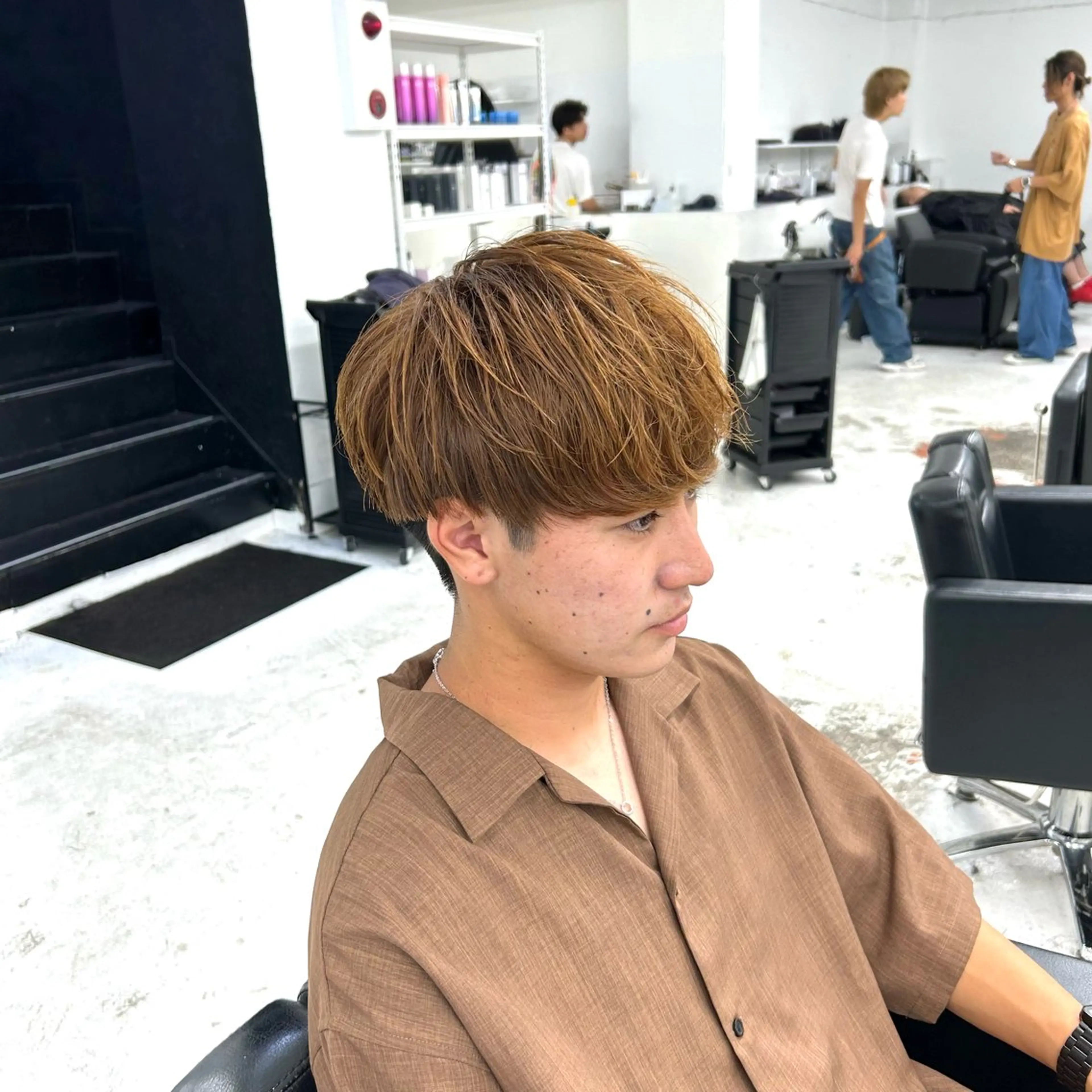 ショート カラー メンズ マッシュ ブラウンカラー カット ヘアカラー 【メンズパーマ特化】 🍏網中勇喜のヘアスタイル