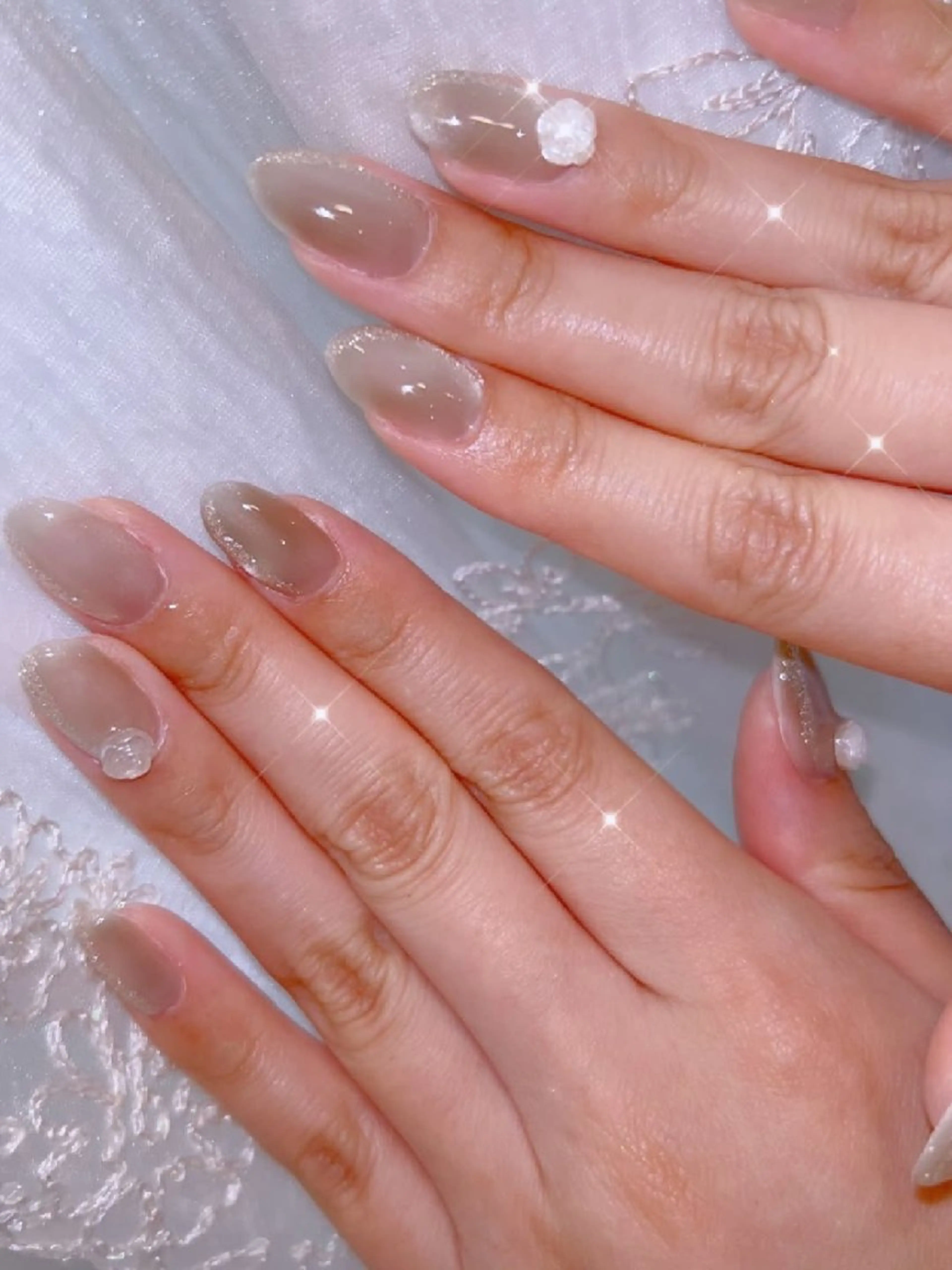 ネイル 長さ出し ジェルネイル 韓国ネイル マグネットネイル ニュアンスネイル I LOVE ME  NAIL.｡.:*♡のネイルデザイン