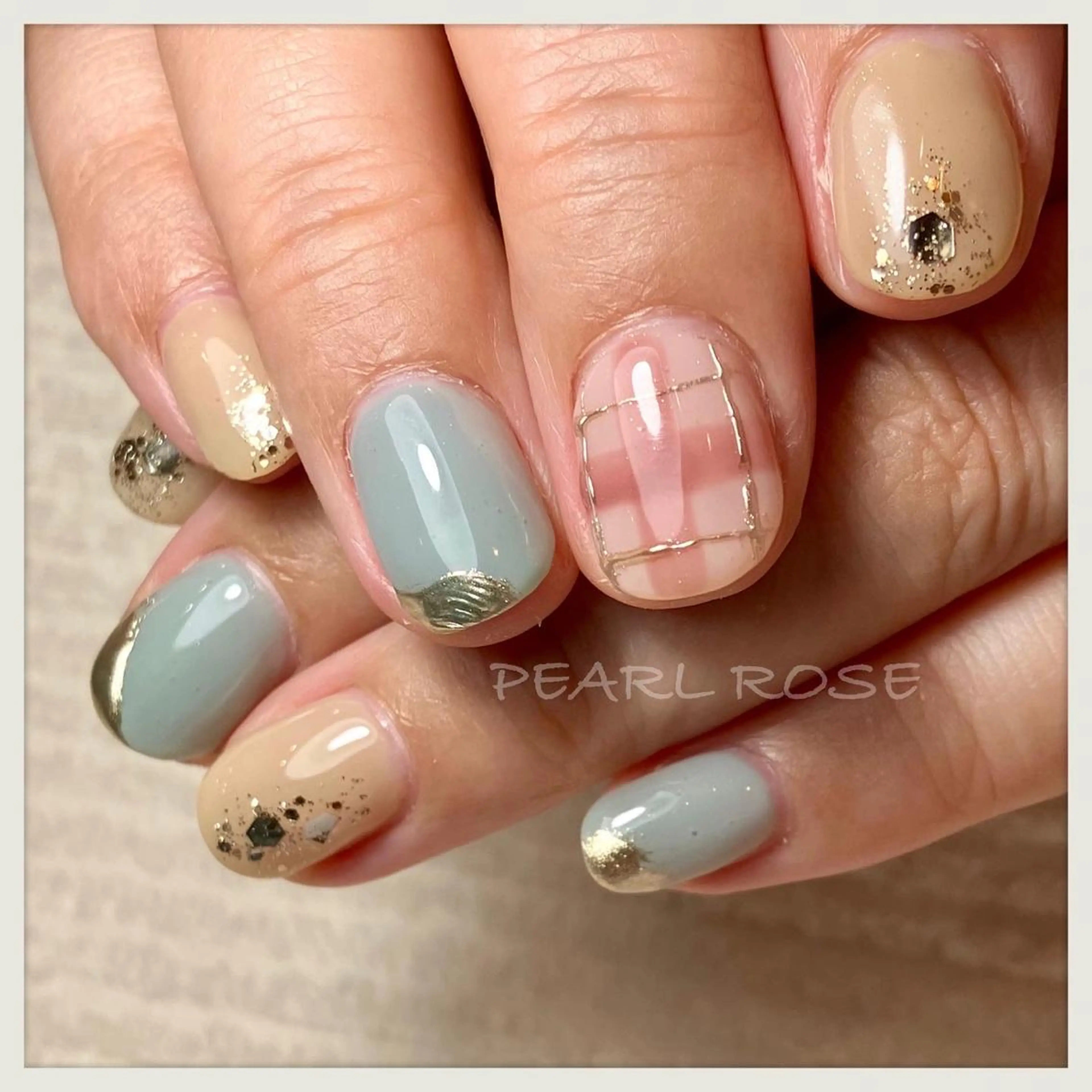 ネイル パステルネイル ハンドネイル Beauty salon Ryu・ange所属・PEARL ROSE パールローズのネイルデザイン