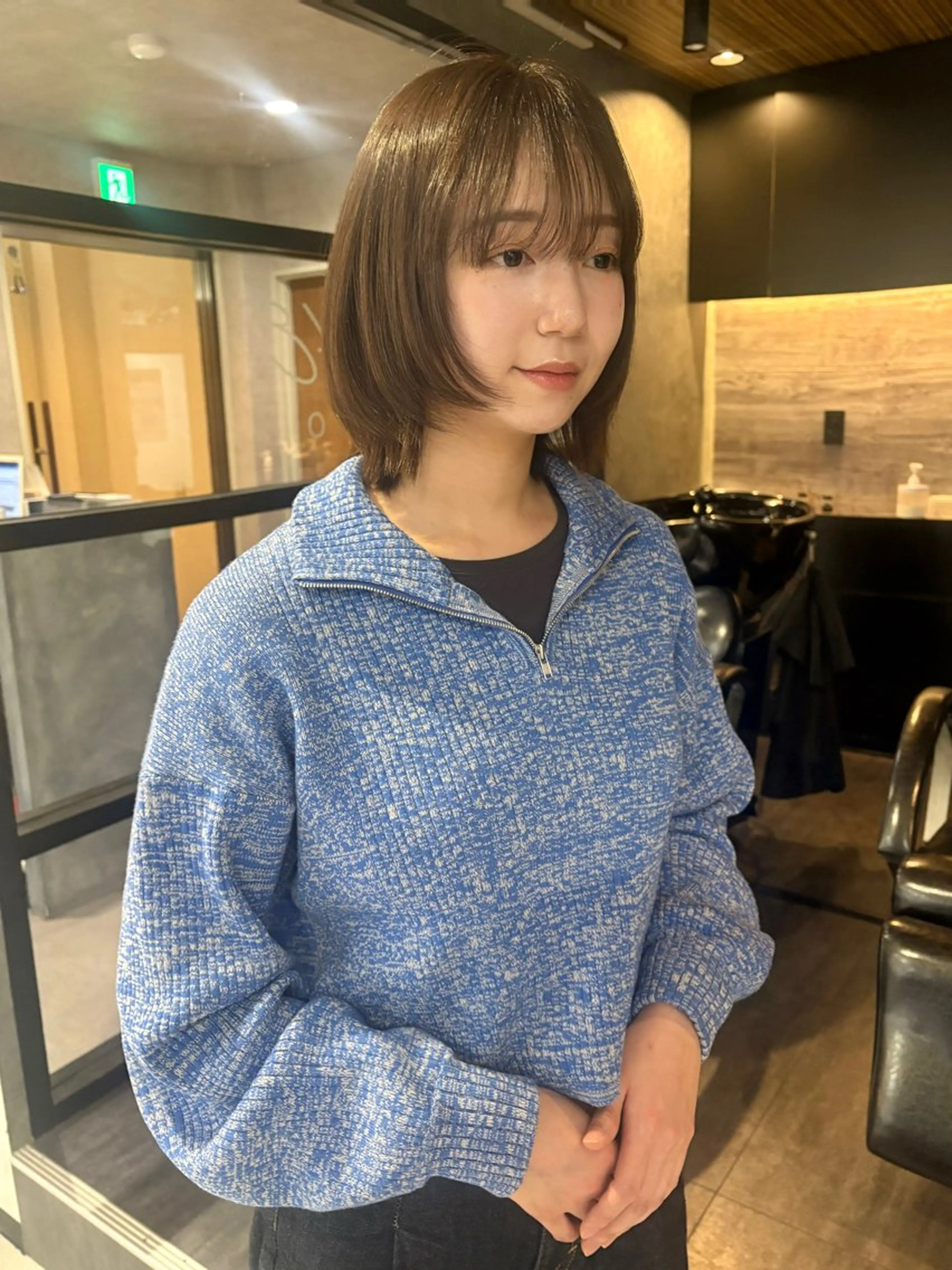 ミディアム ヘアカラー レイヤーカット/韓国 /艶髪/ダブルカラーのヘアスタイル