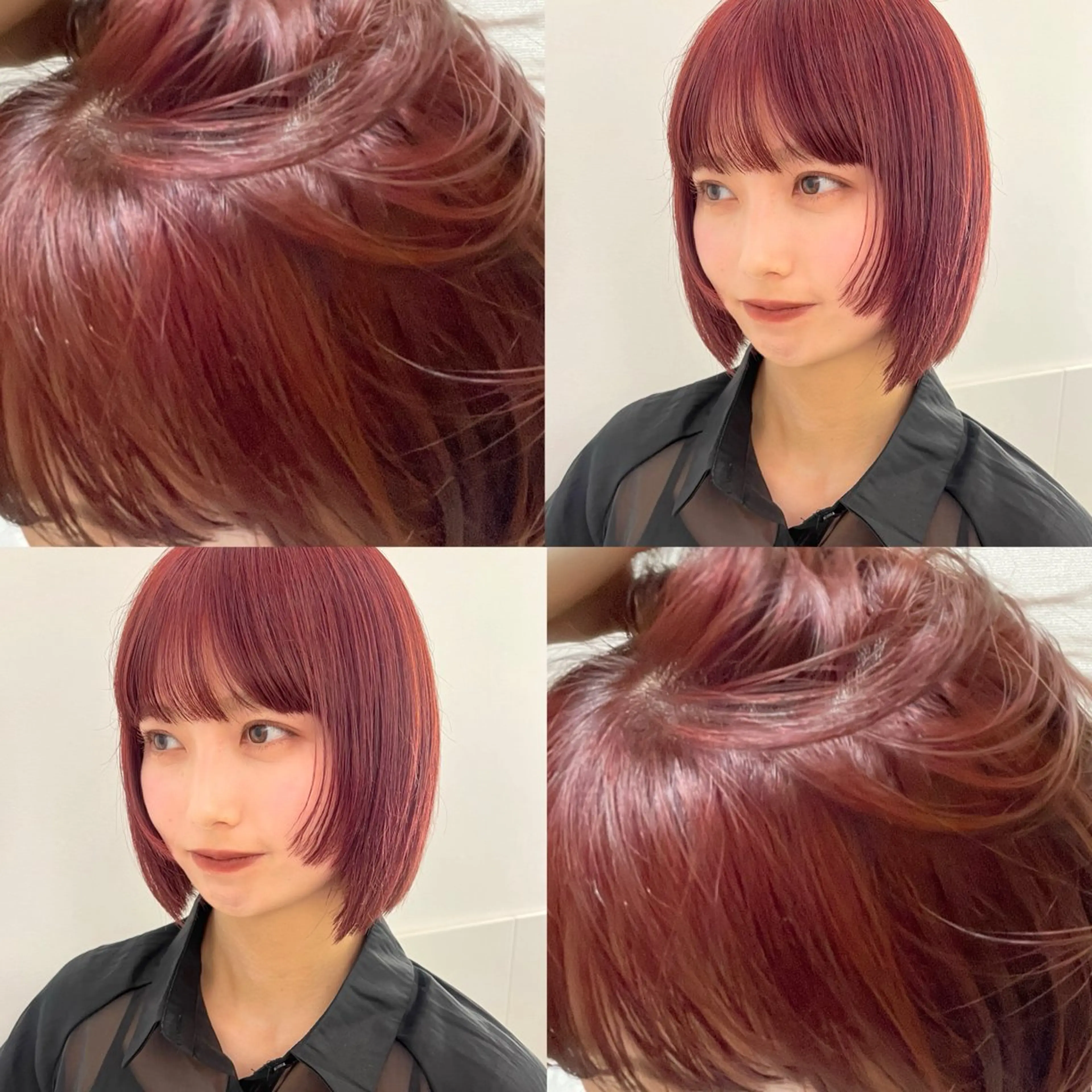 ショート カラー レッドカラー 顔まわり/レイヤー/ 透明感/まいな🥨のヘアスタイル