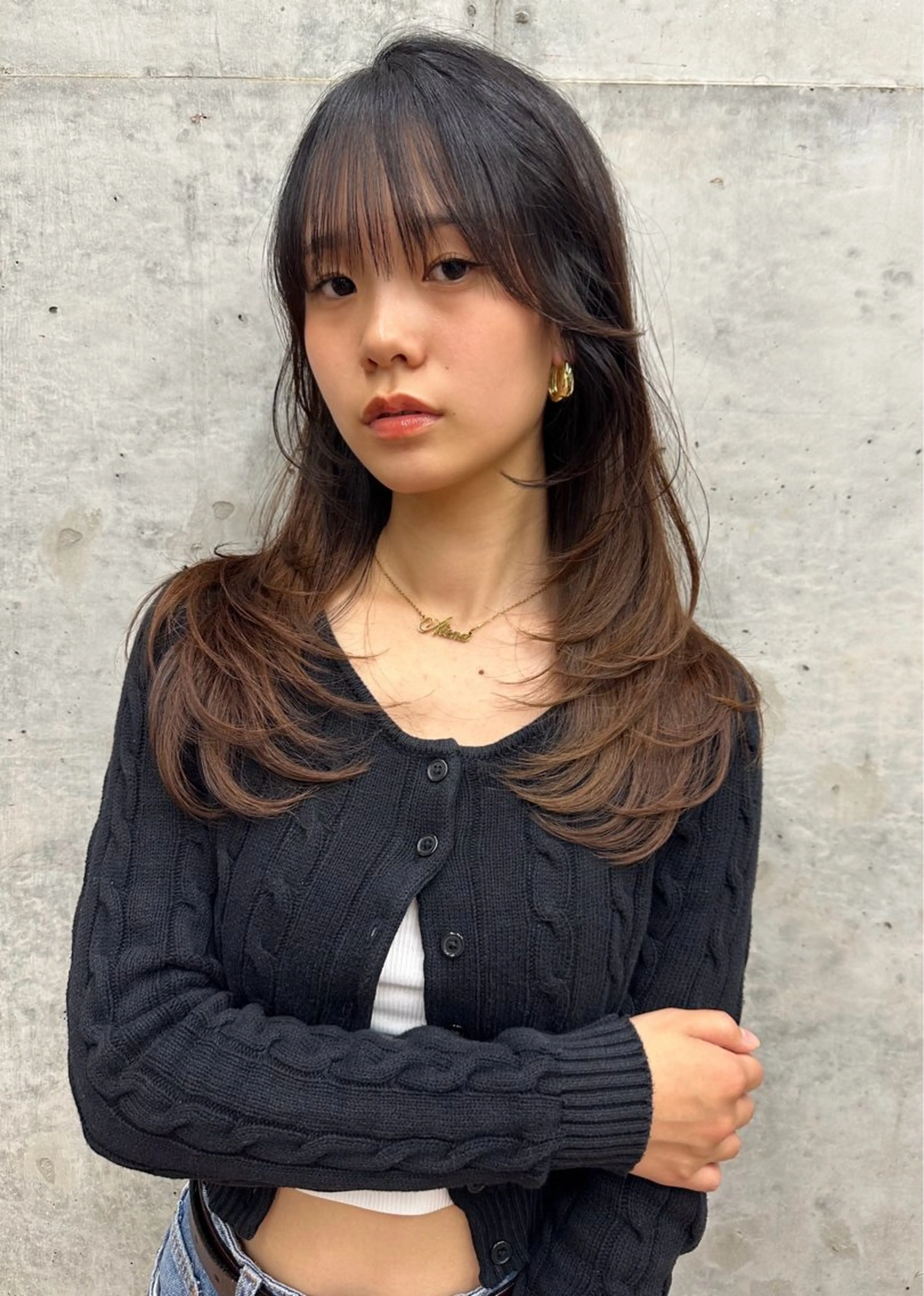 セミロング レイヤーカット 森本 笑のヘアスタイル