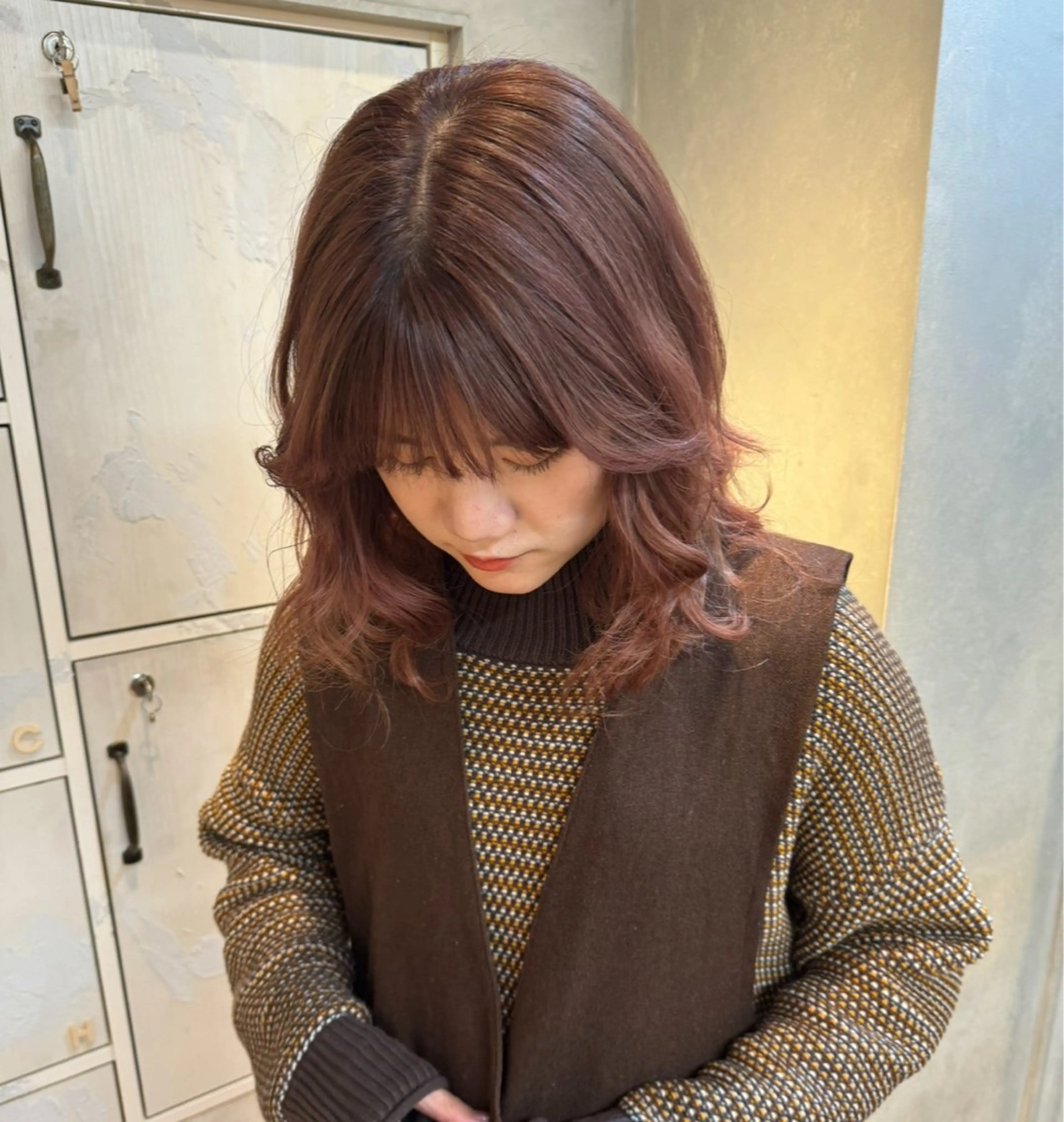 ミディアム カラー ベージュカラー ブリーチ ピンクカラー ピンクベージュ ヘアカラー 透明感カラー ☆akoのヘアスタイル