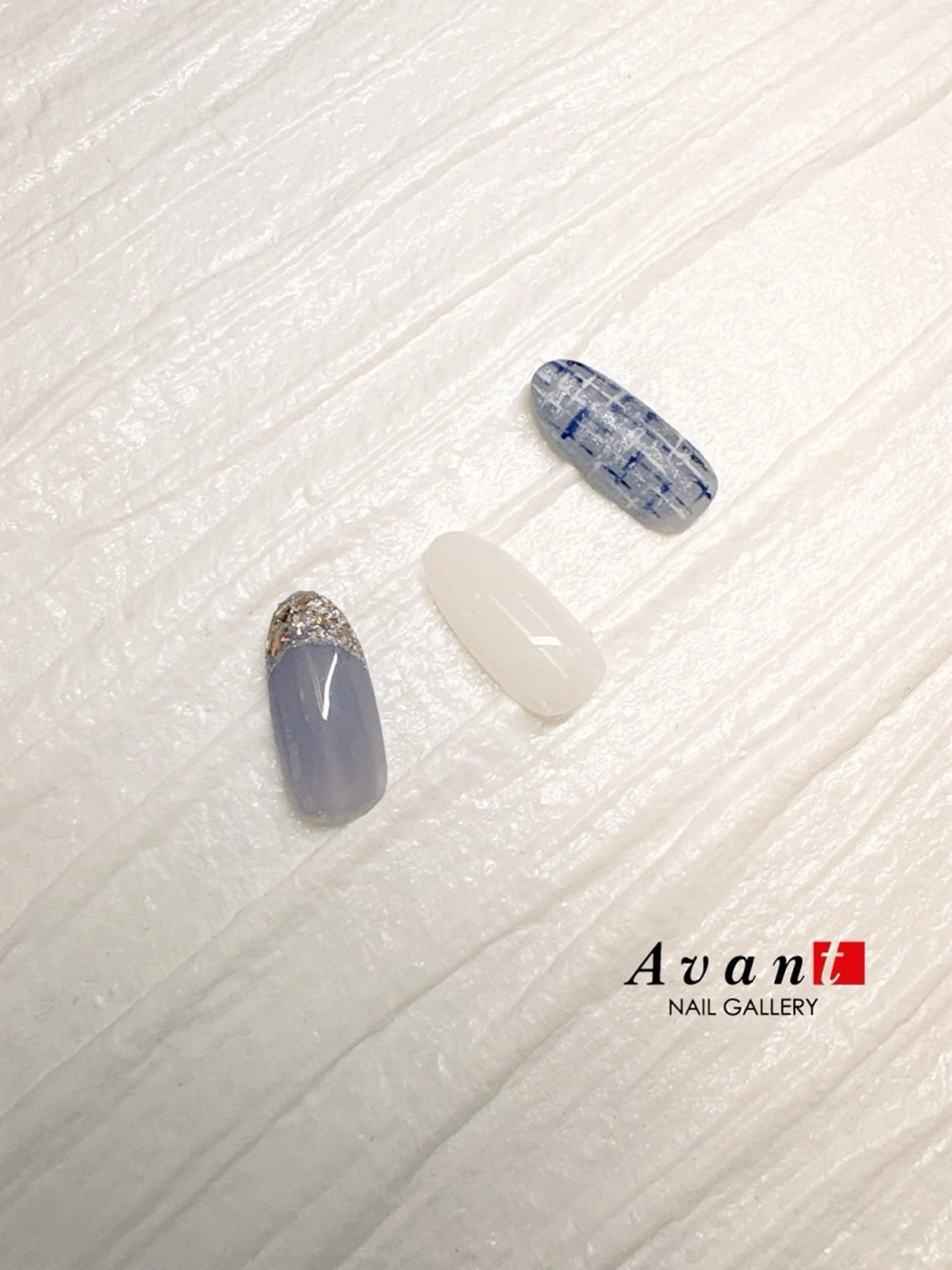 ネイル フレンチネイル ガラスフレンチ ツイードネイル ハンドネイル NAIL GALLERY Avant【アヴァン】伊丹店所属・Avant Sakiのネイルデザイン