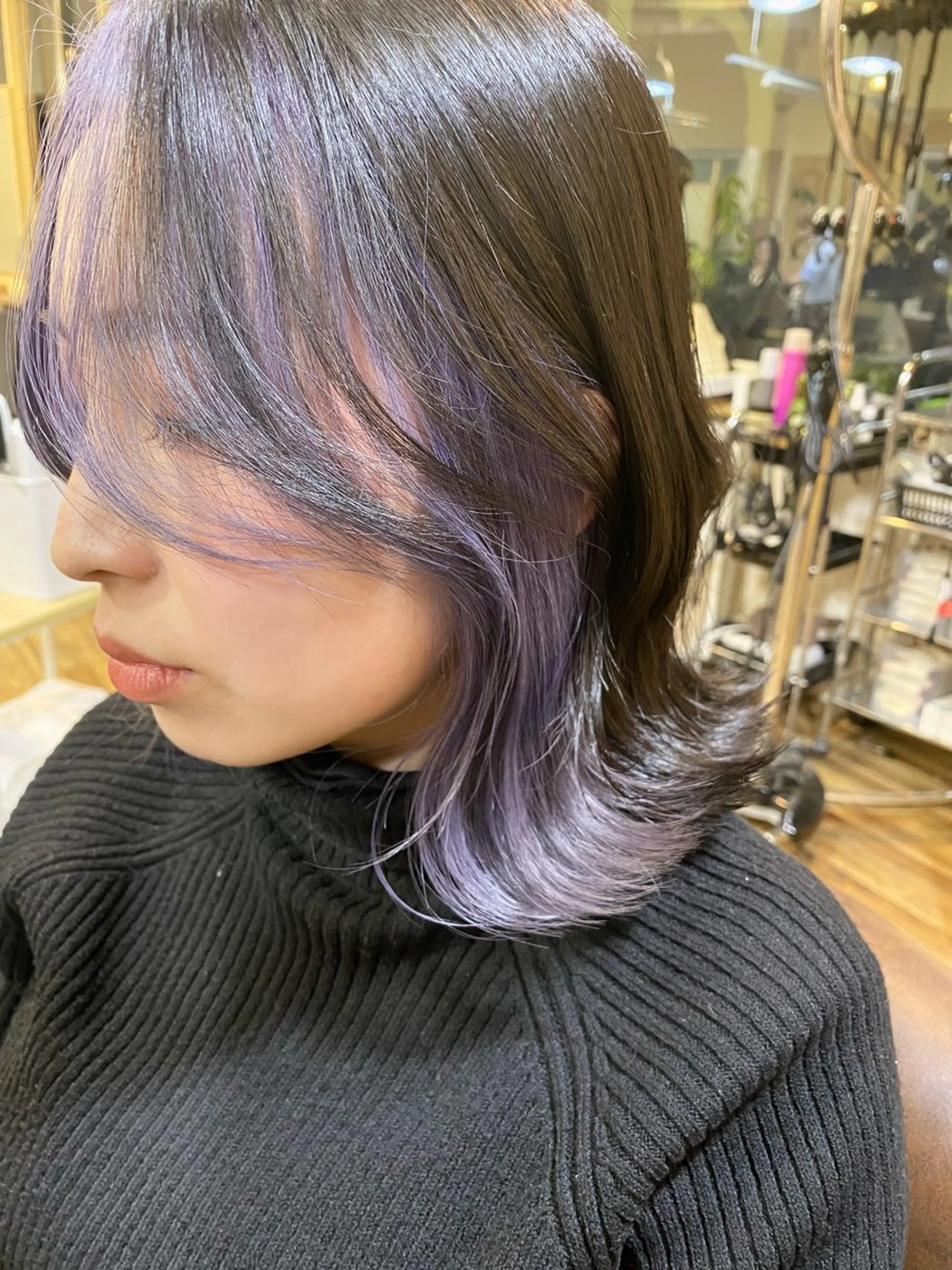 ミディアム カラー ヘアカラー トリートメント 服部 樹季のヘアスタイル